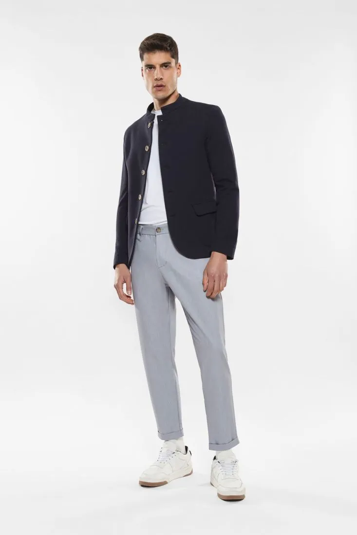 Pantaloni slim-fit effetto denim con tasche verticali