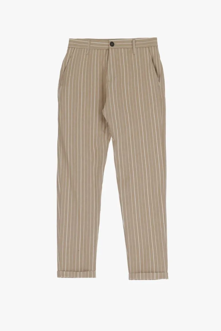 Pantaloni slim-fit fantasia gessata con tasche verticali