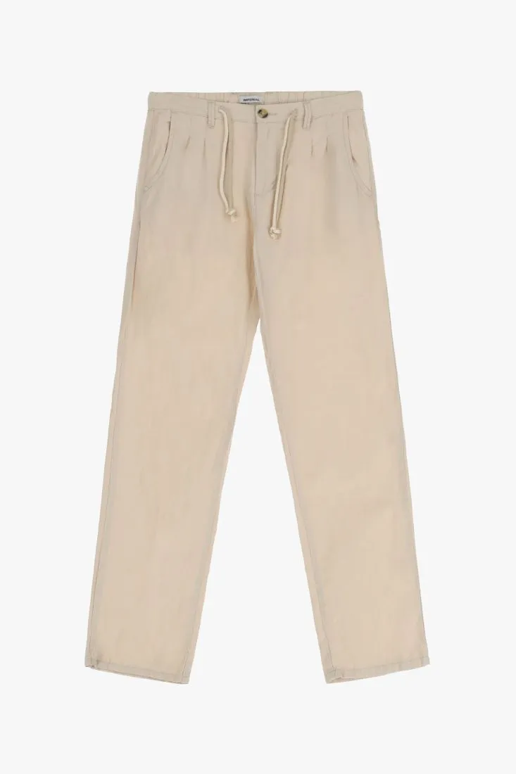 Pantaloni slim-fit in puro cotone con coulisse e pinces