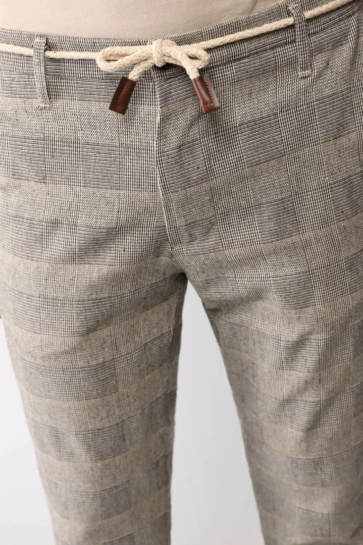 Pantaloni straight a quadri con coulisse