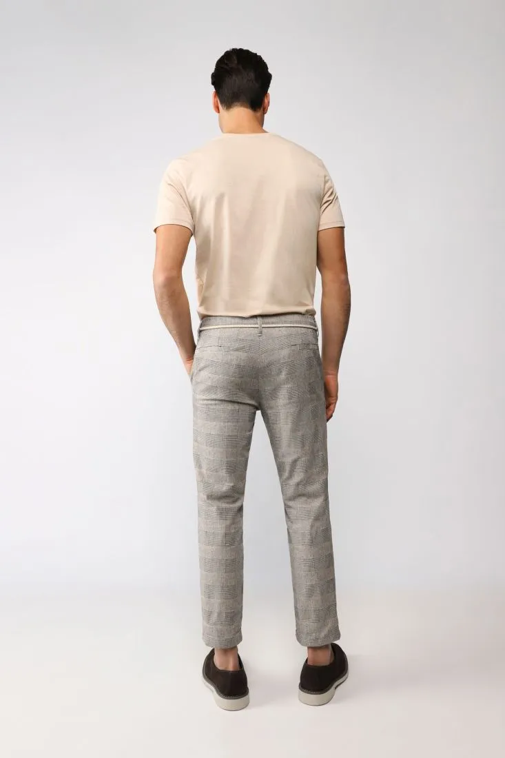 Pantaloni straight a quadri con coulisse