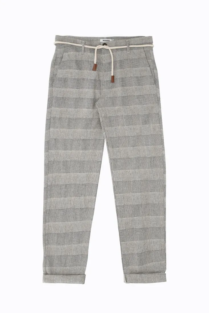 Pantaloni straight a quadri con coulisse