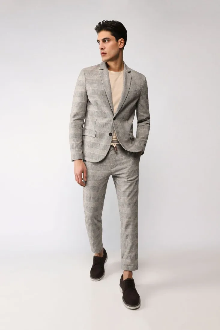 Pantaloni straight a quadri con coulisse