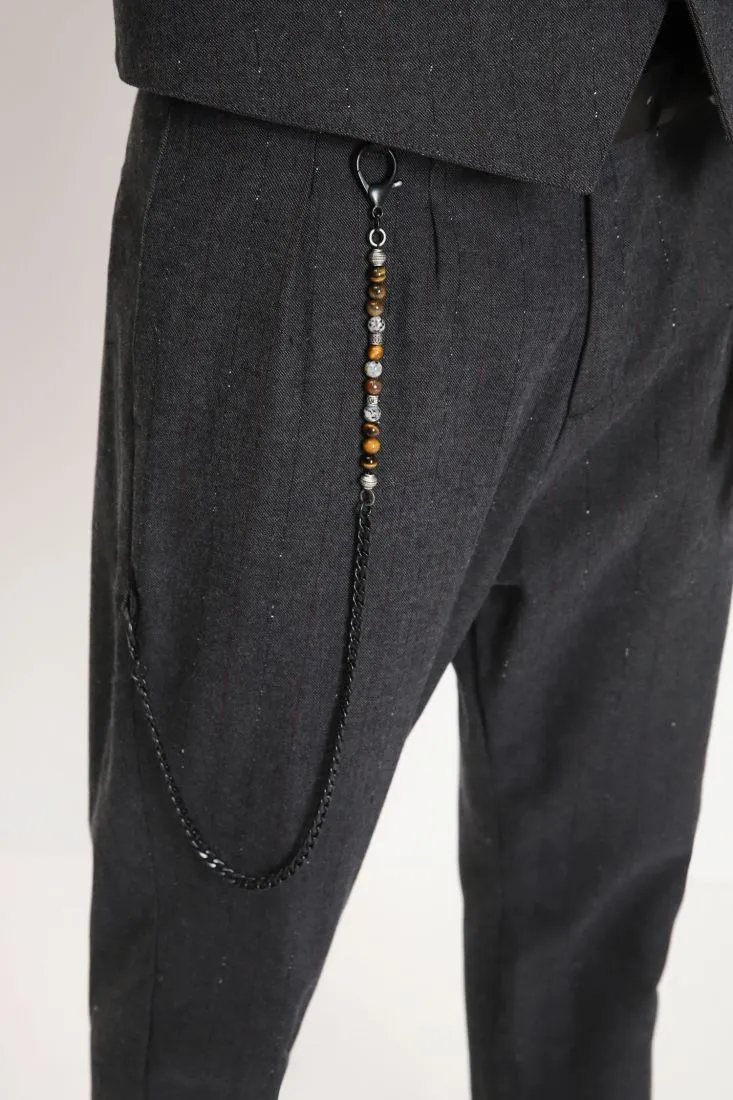 Pantaloni straight con cordino con perline