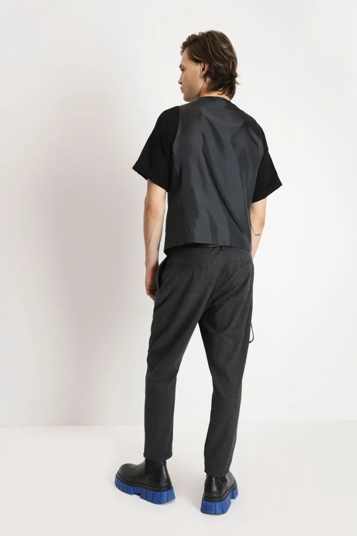Pantaloni straight con cordino con perline