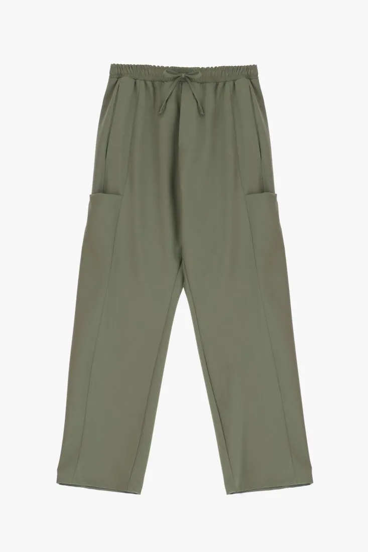 Pantaloni straight con coulisse e tasche laterali applicate