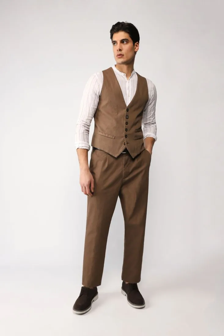 Pantaloni straight monocolour con pinces
