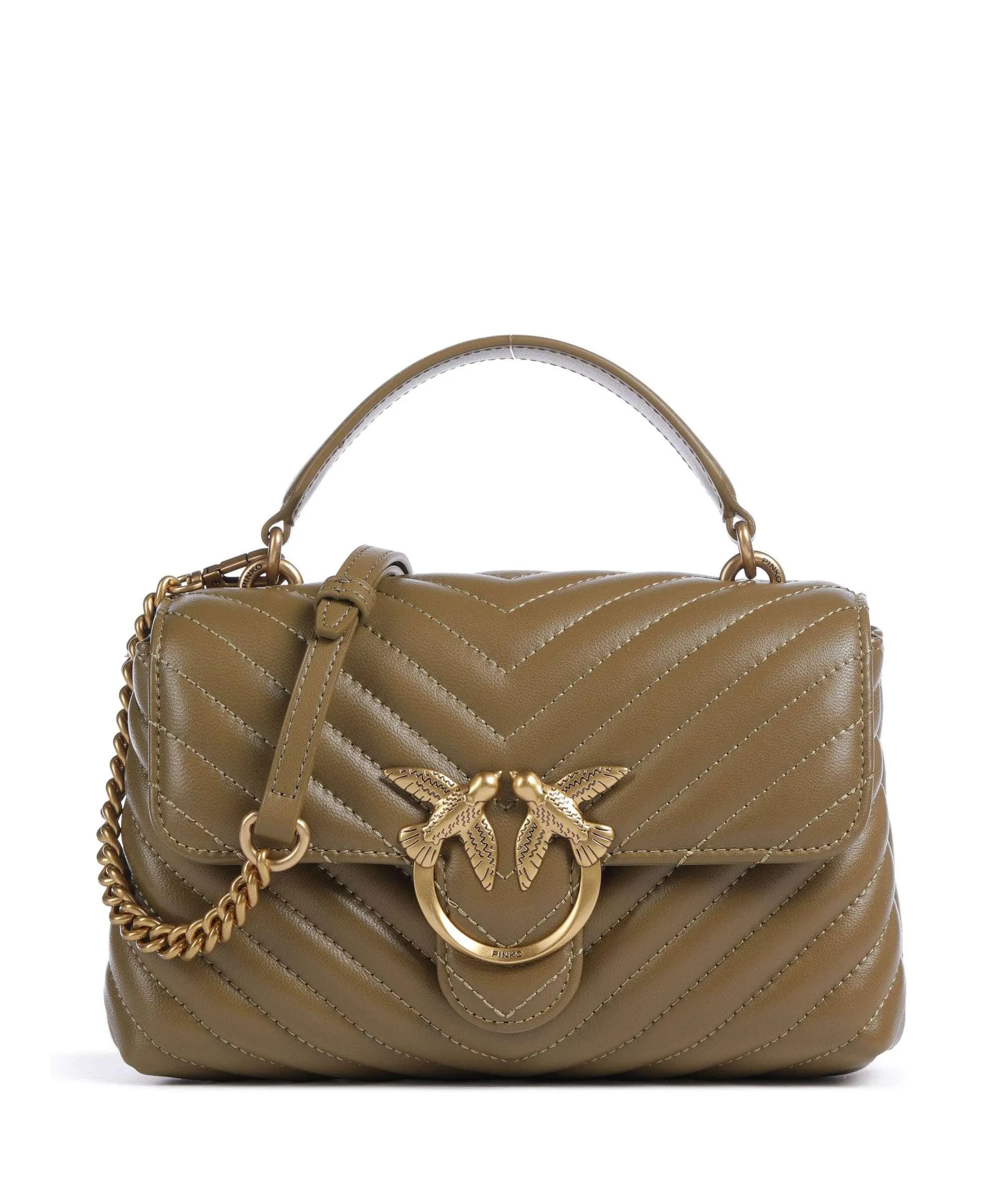  Pinko Love Lady Puff Mini Borsa a tracolla pelle di pecora verde-oliva  