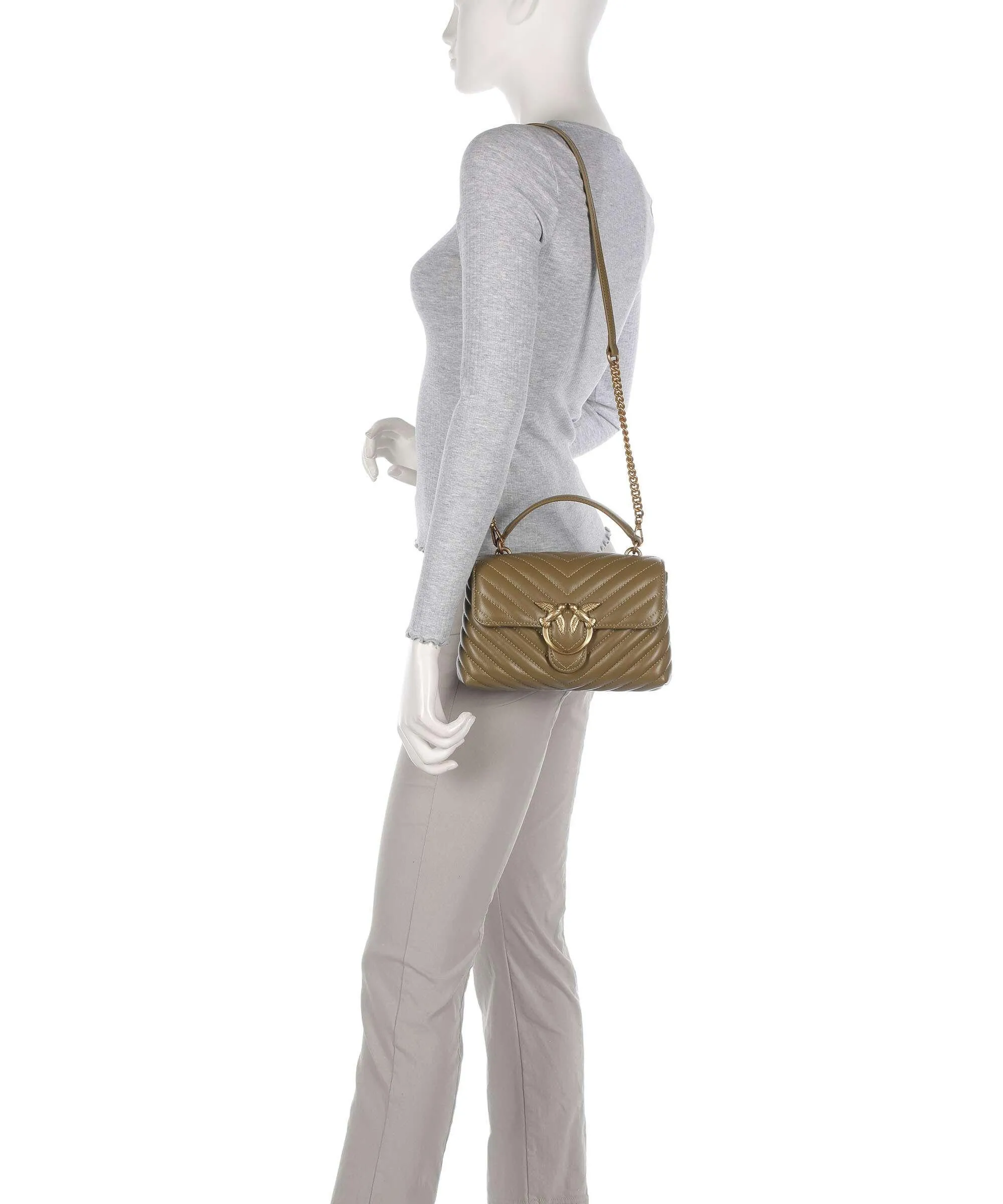  Pinko Love Lady Puff Mini Borsa a tracolla pelle di pecora verde-oliva  