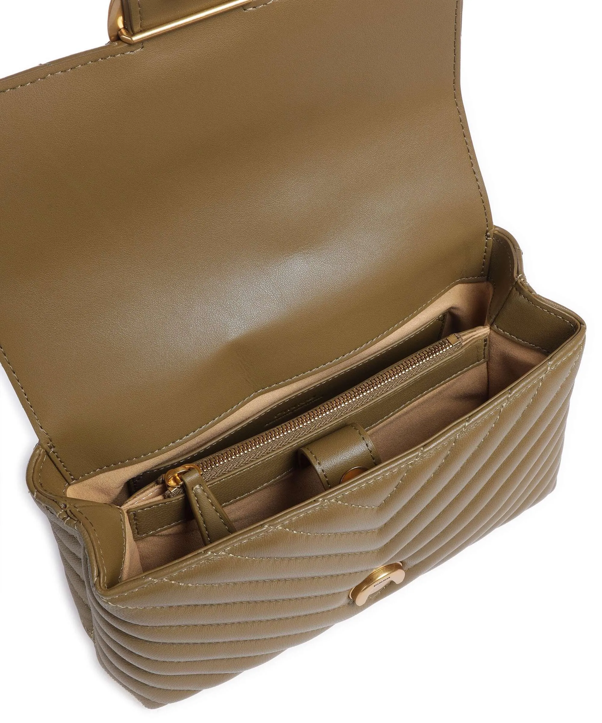  Pinko Love Lady Puff Mini Borsa a tracolla pelle di pecora verde-oliva  