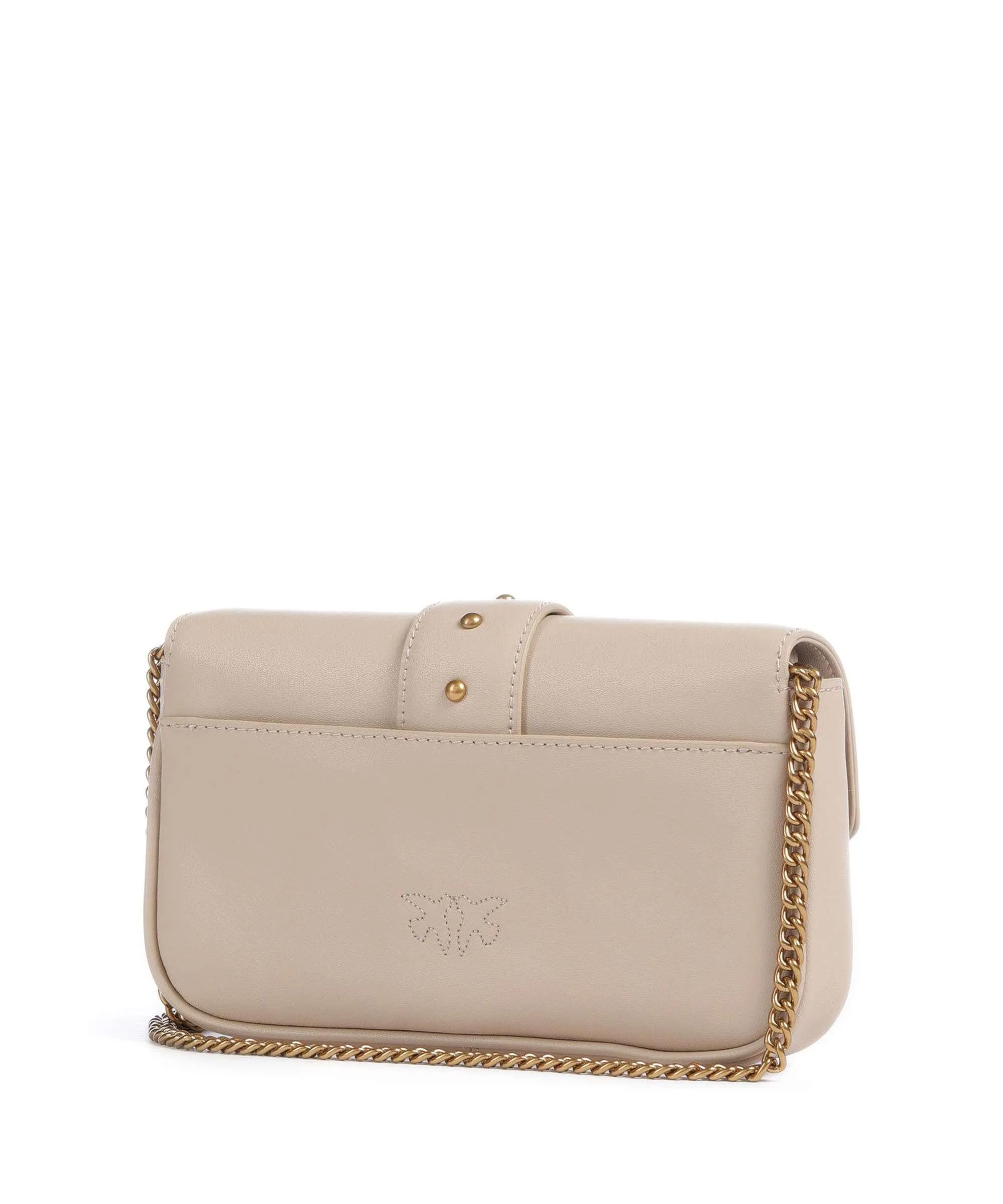  Pinko Love One Borsa a tracolla pelle a grana fine beige  