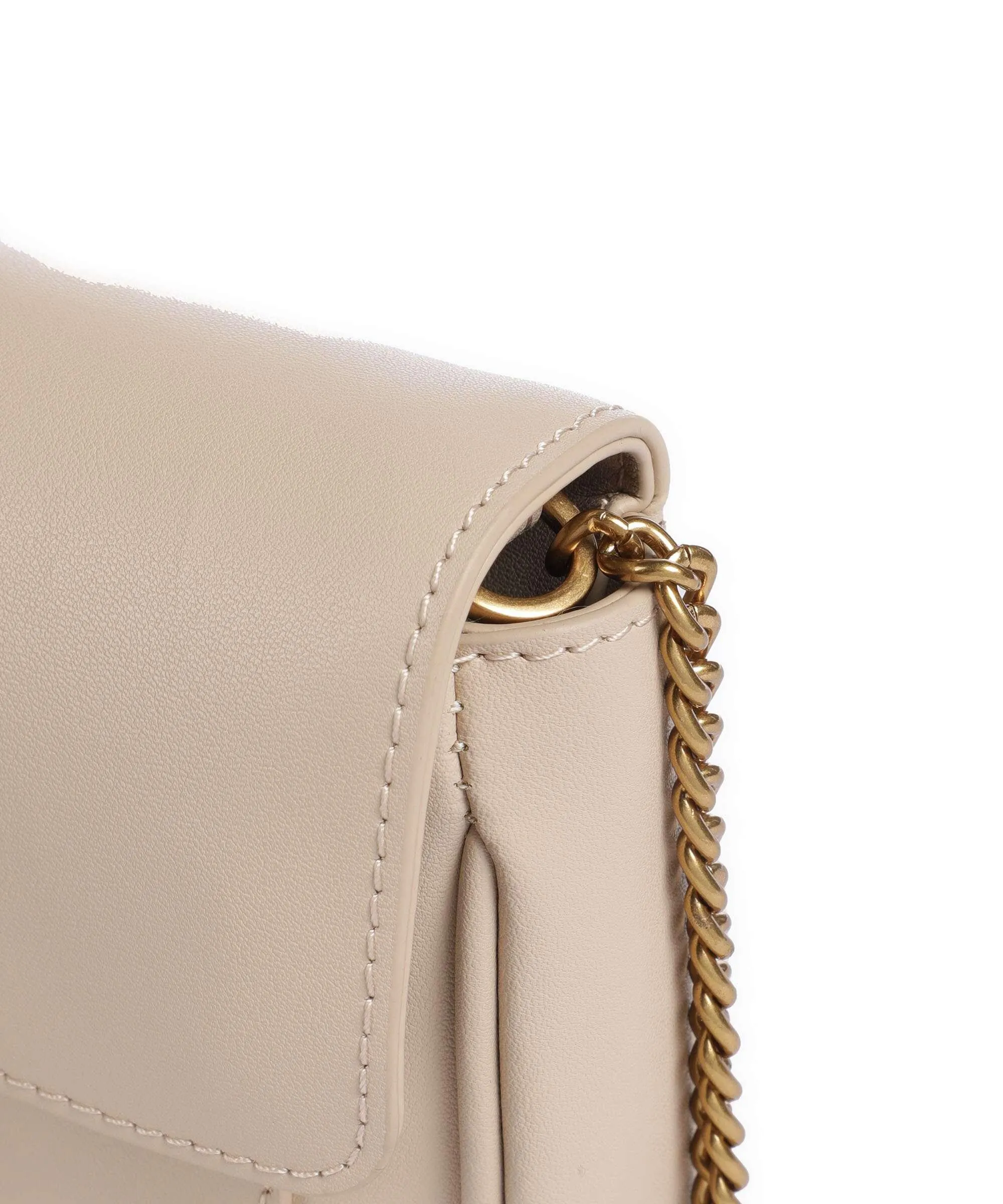  Pinko Love One Borsa a tracolla pelle a grana fine beige  