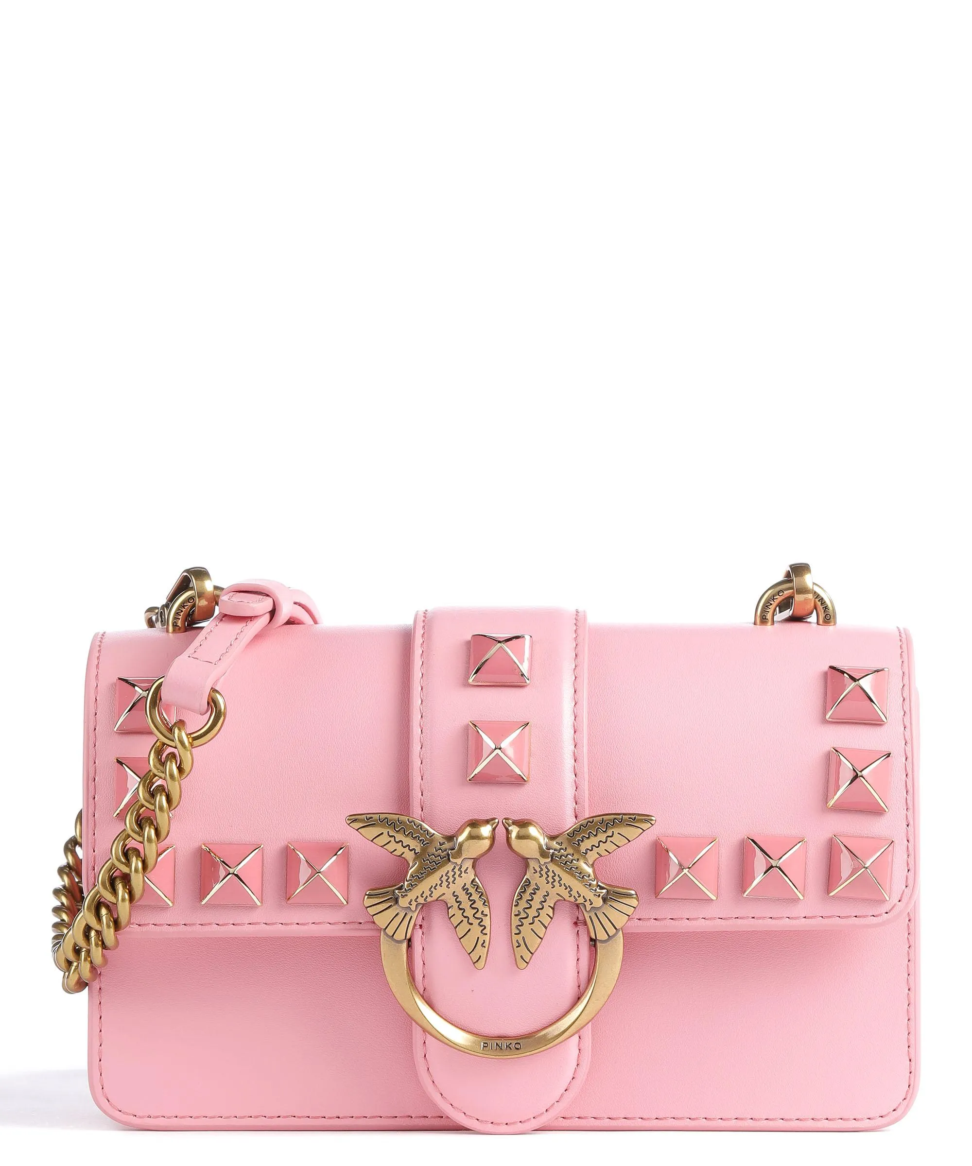  Pinko Love One Mini Borsa a tracolla pelle di vacchetta finemente grana rosa  