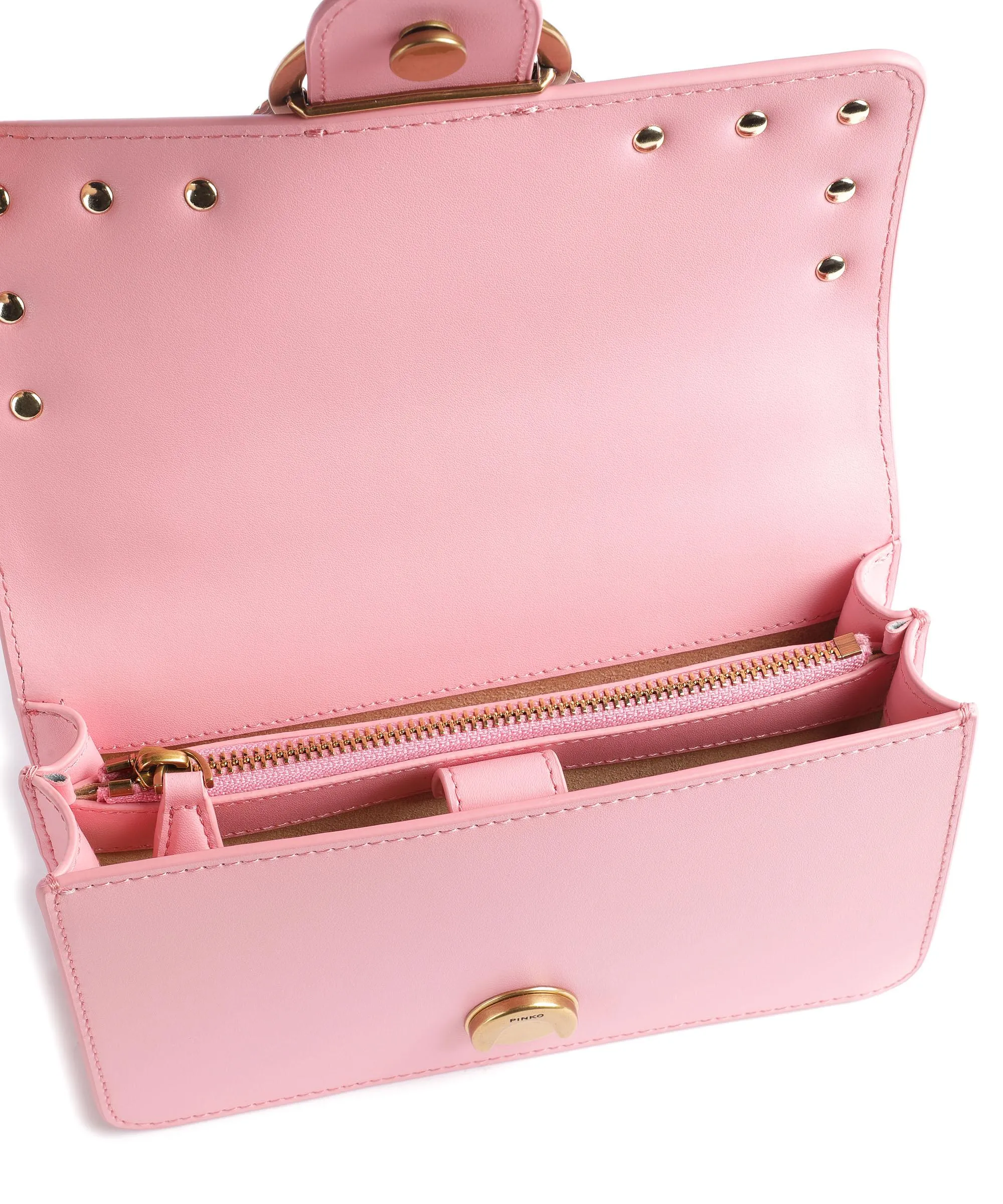  Pinko Love One Mini Borsa a tracolla pelle di vacchetta finemente grana rosa  