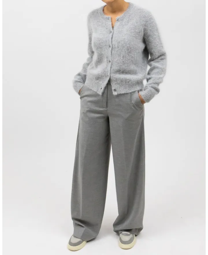 Roberto Collina - Cardigan Coreana Angora Grigio Donna