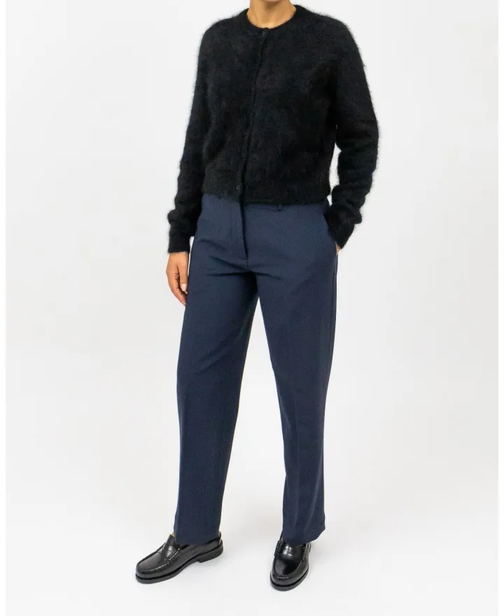 Roberto Collina - Cardigan Coreana Angora Nero Donna