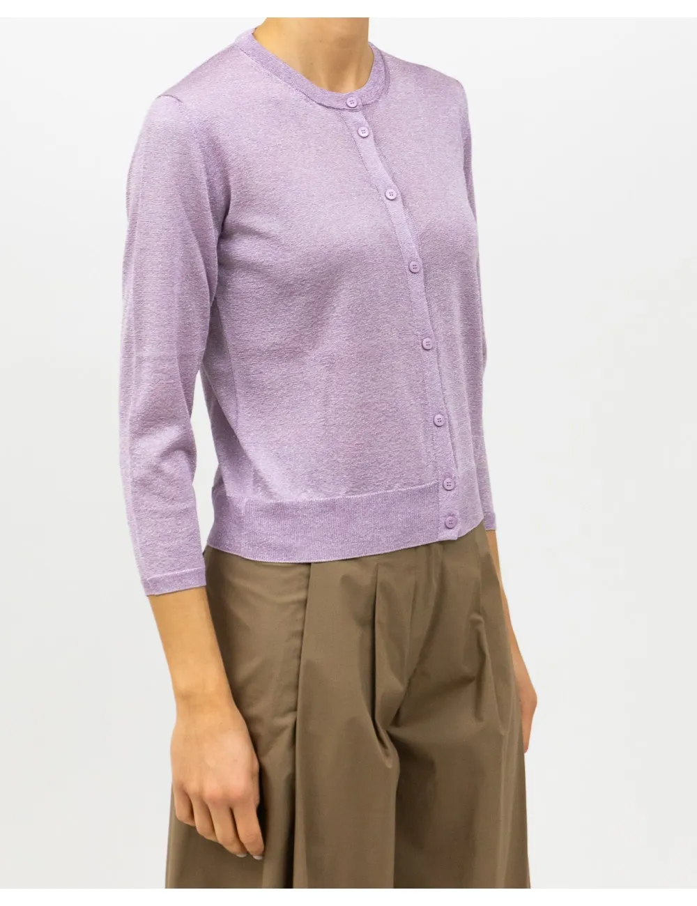 Roberto Collina - Cardigan Coreana Lilla Donna