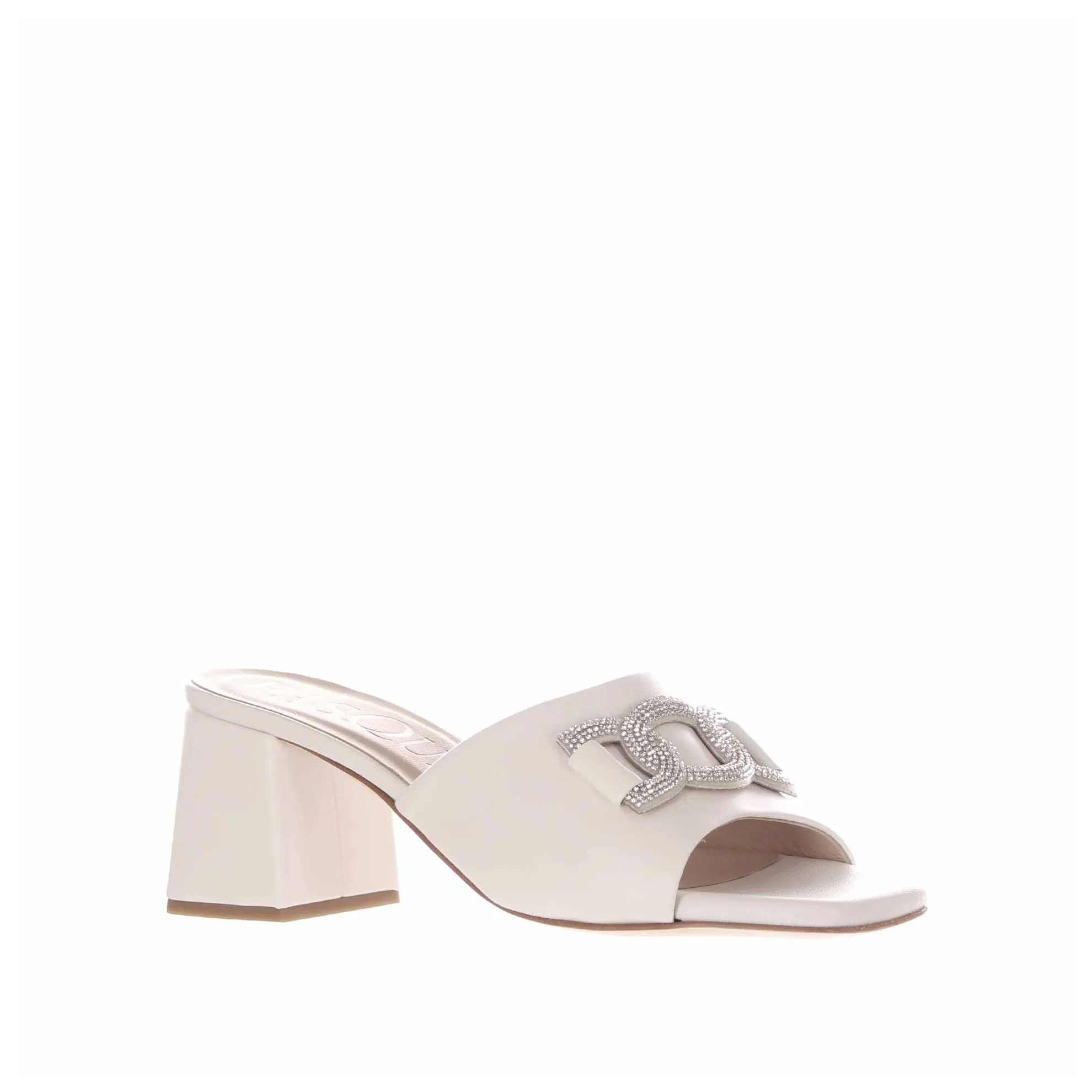 Sabot in nappa con decorazione di strass