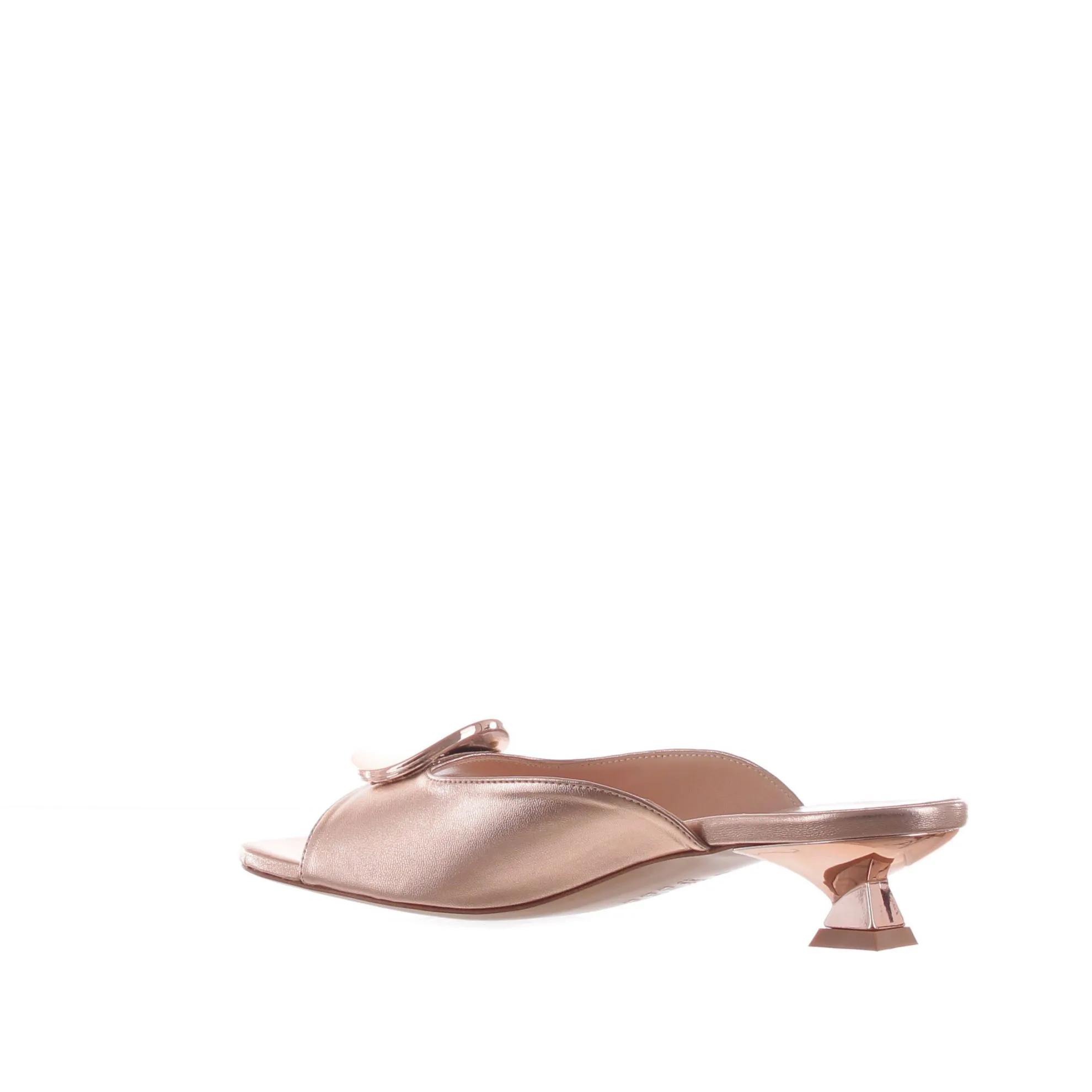 Sabot in pelle laminata con decorazione