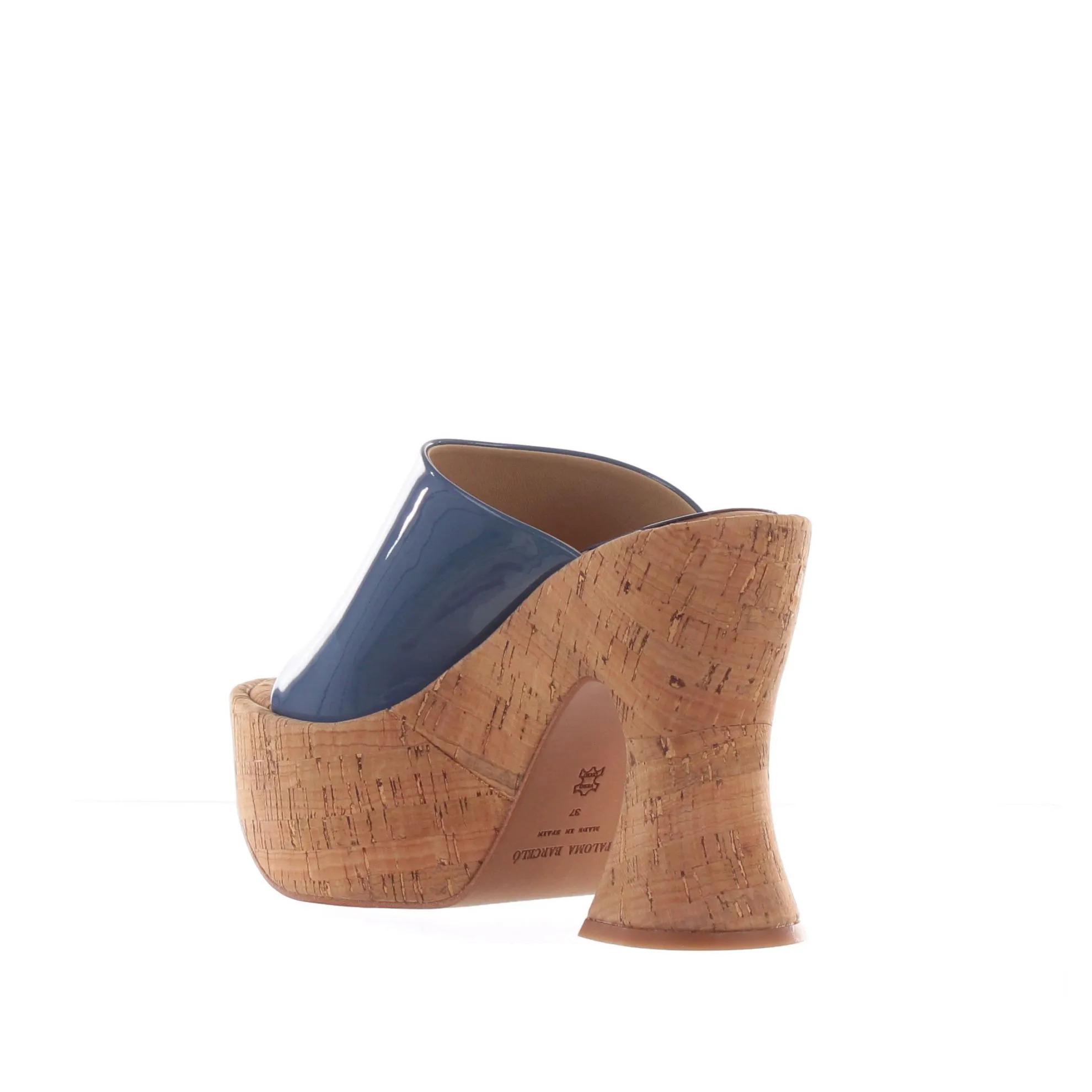 Sabot in vernice con zeppa in sughero