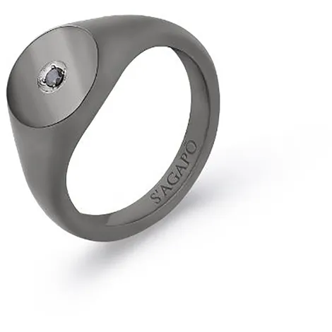 SAGAPO Anello sigillo con zircone S'agapò Tag Me Too
