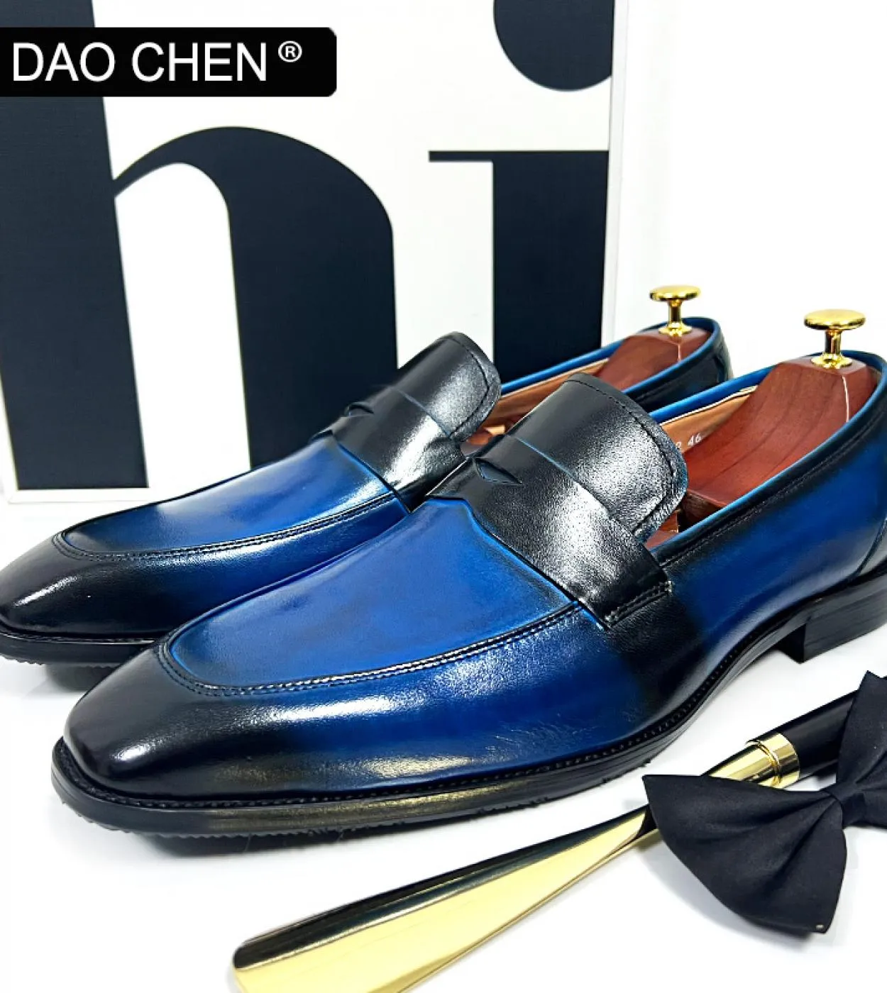 Scarpe da uomo Mocassini di marca di lusso Mocassini in pelle blu Mocassini da uomo Mocassini da uomo in pelle di lusso Scarpe c