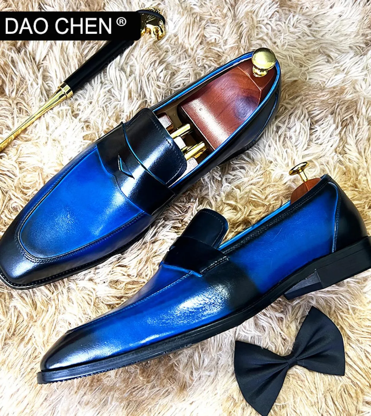 Scarpe da uomo Mocassini di marca di lusso Mocassini in pelle blu Mocassini da uomo Mocassini da uomo in pelle di lusso Scarpe c