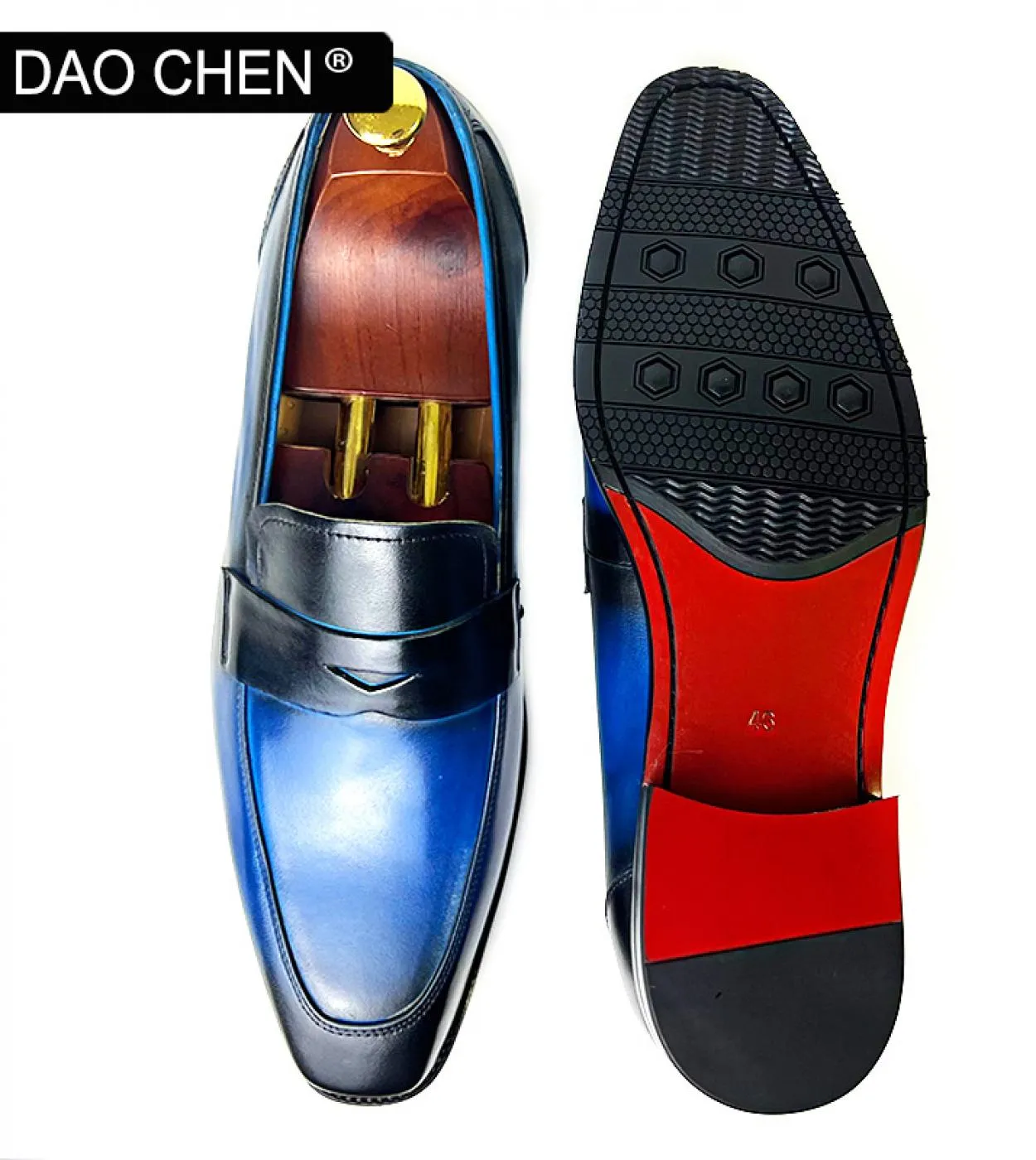 Scarpe da uomo Mocassini di marca di lusso Mocassini in pelle blu Mocassini da uomo Mocassini da uomo in pelle di lusso Scarpe c