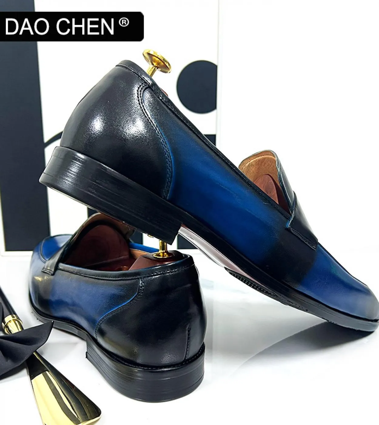 Scarpe da uomo Mocassini di marca di lusso Mocassini in pelle blu Mocassini da uomo Mocassini da uomo in pelle di lusso Scarpe c