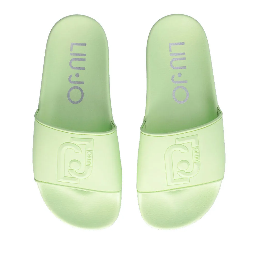 Scarpe Donna LIU JO Kos 16 Ciabatte in Gomma Verde Menta con Maxi Logo