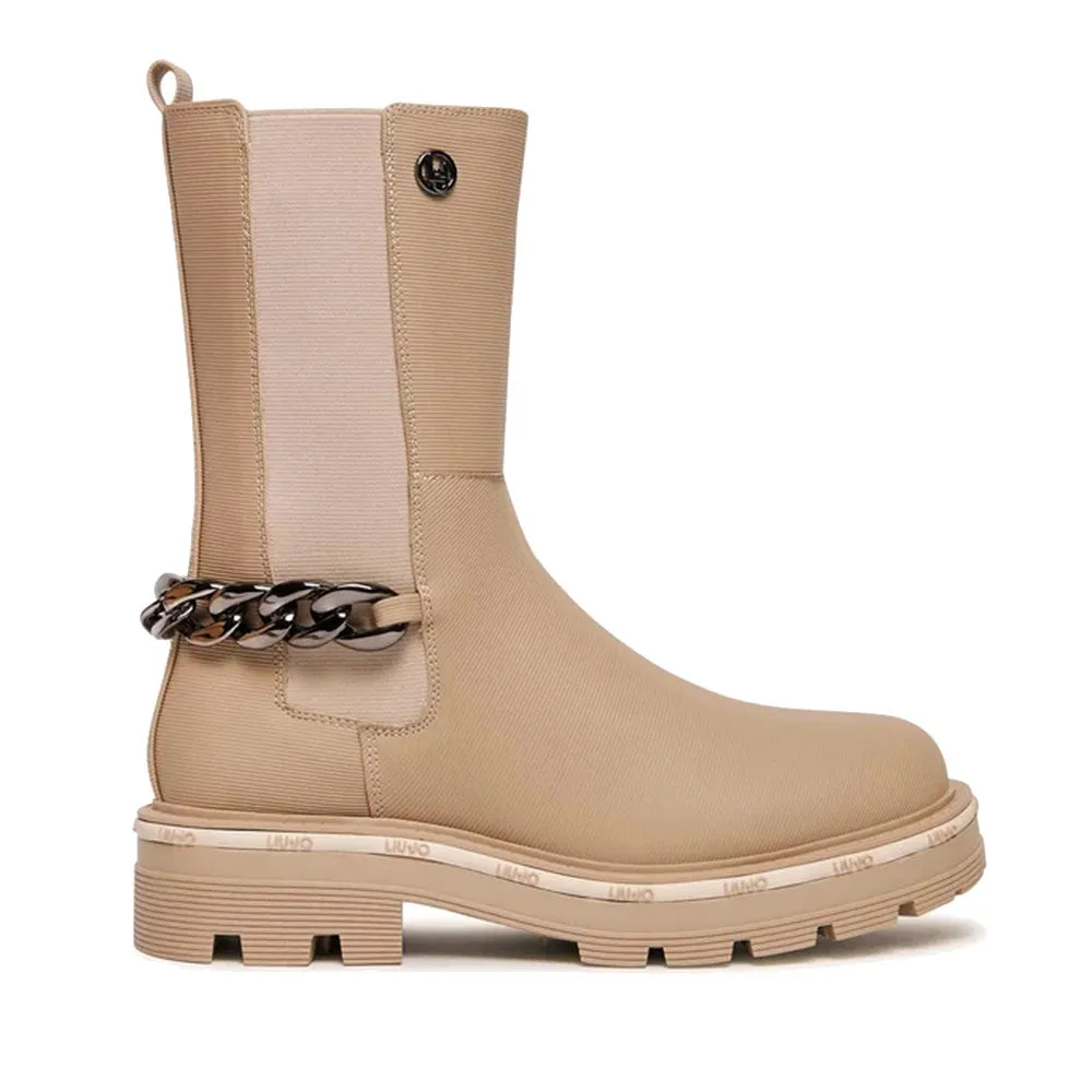 Scarpe LIU JO Taylor 628 Stivaletti Sand con Inserto Elastico e Catena Gioiello