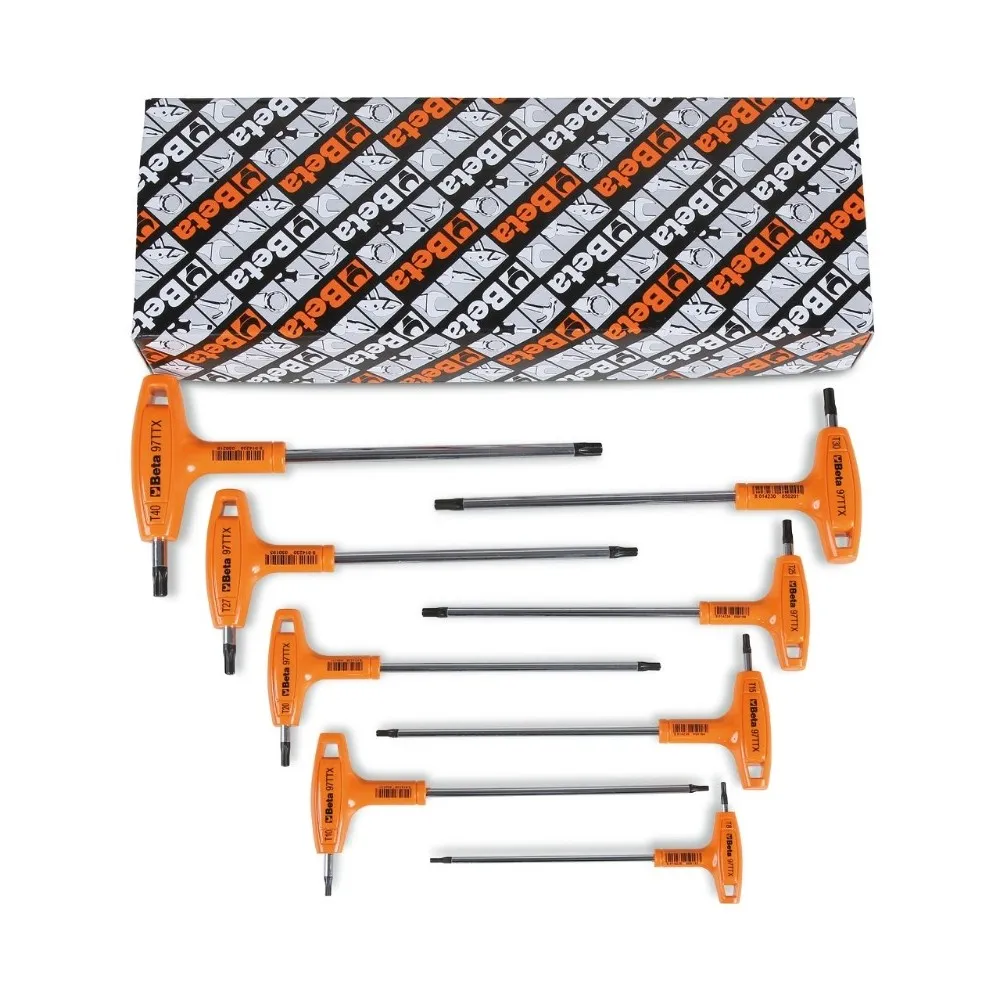 Serie di 8 chiavi maschio piegate con impugnatura per viti Torx - Beta 97TTX/S8