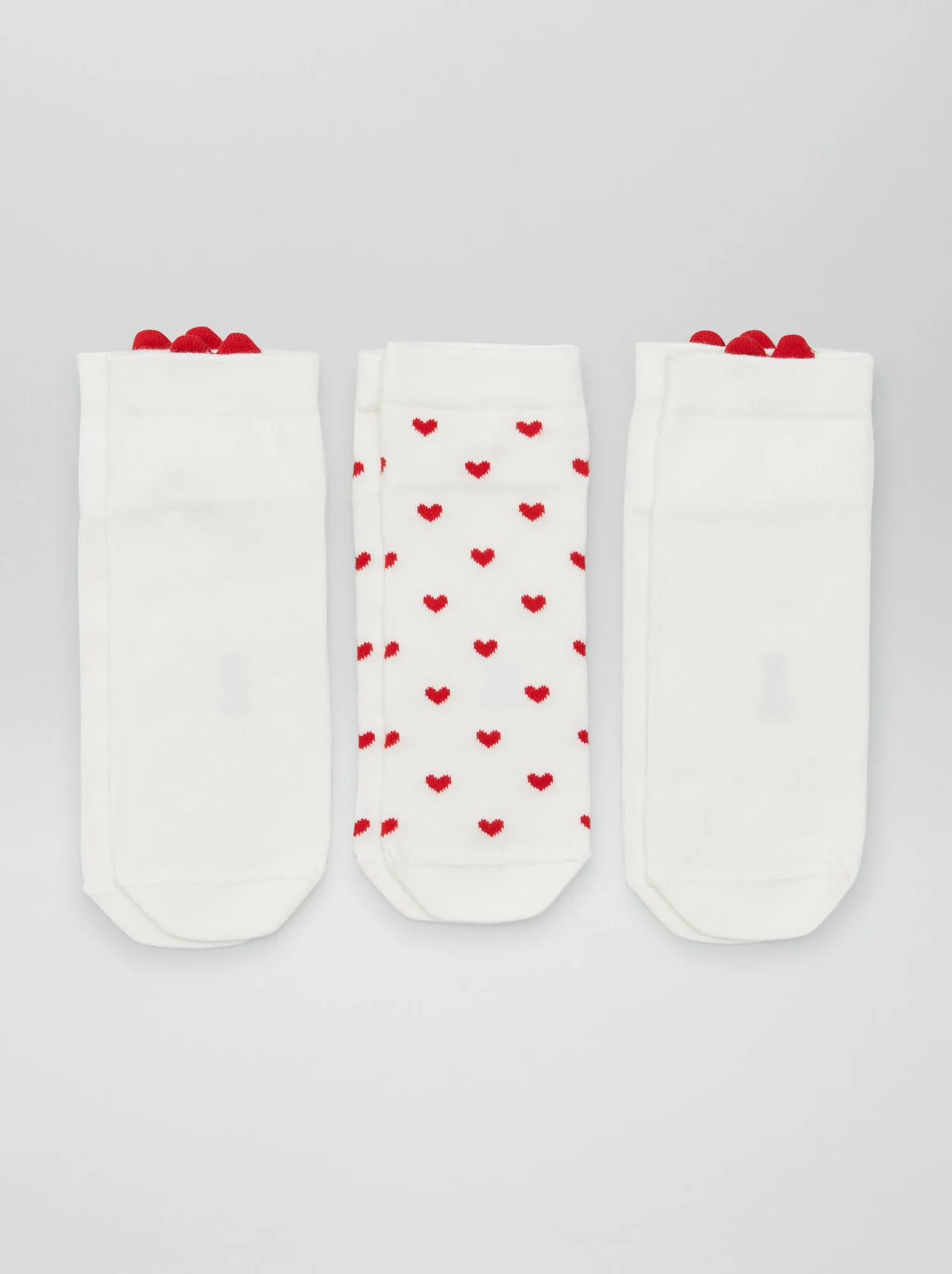 Set di 3 paia di calzini 'cuori' - BIANCO