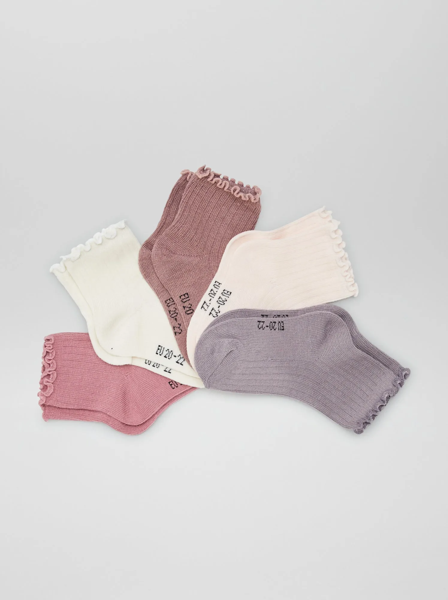 Set di 5 paia di calzini con volant - ROSA