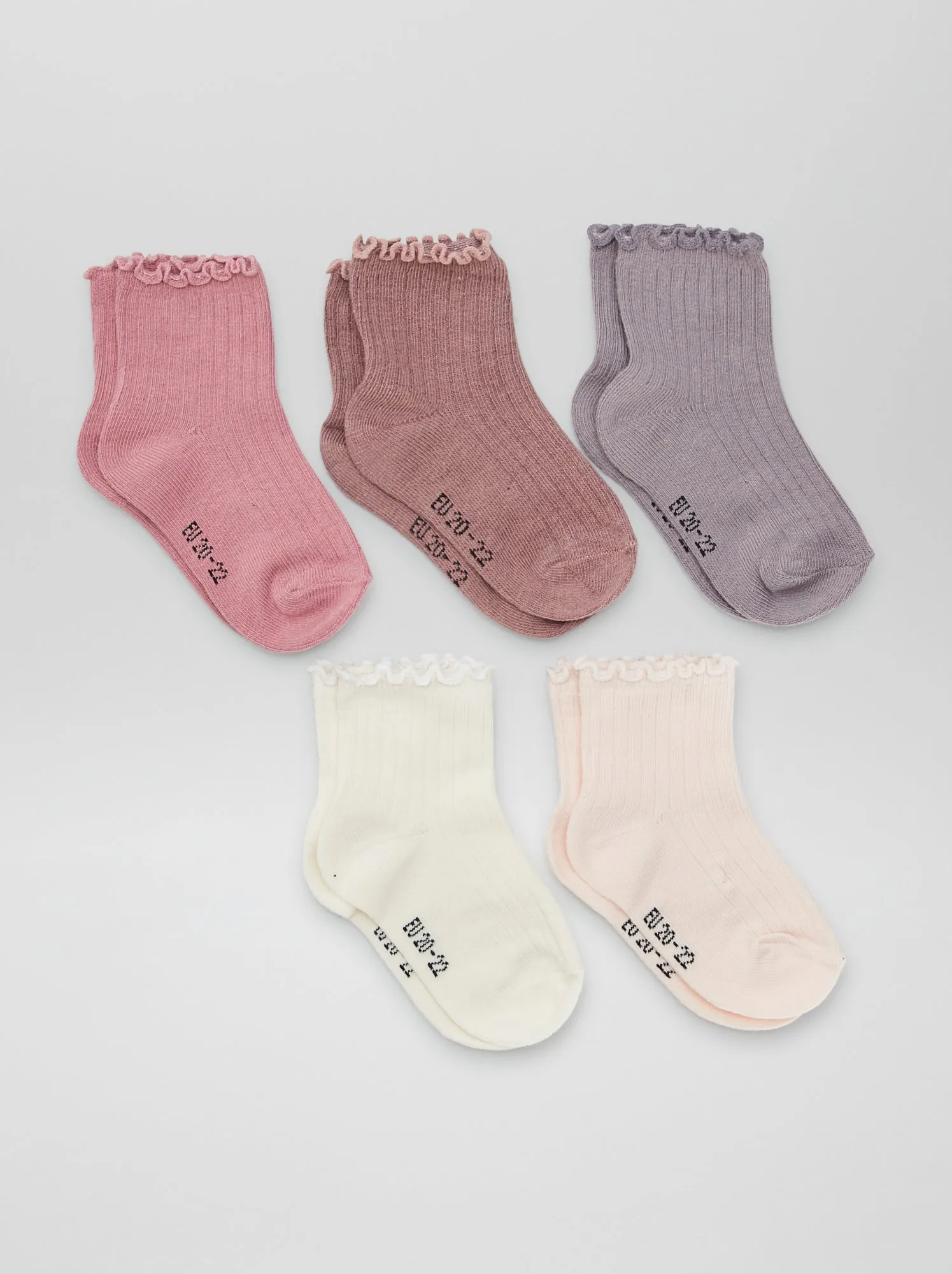 Set di 5 paia di calzini con volant - ROSA