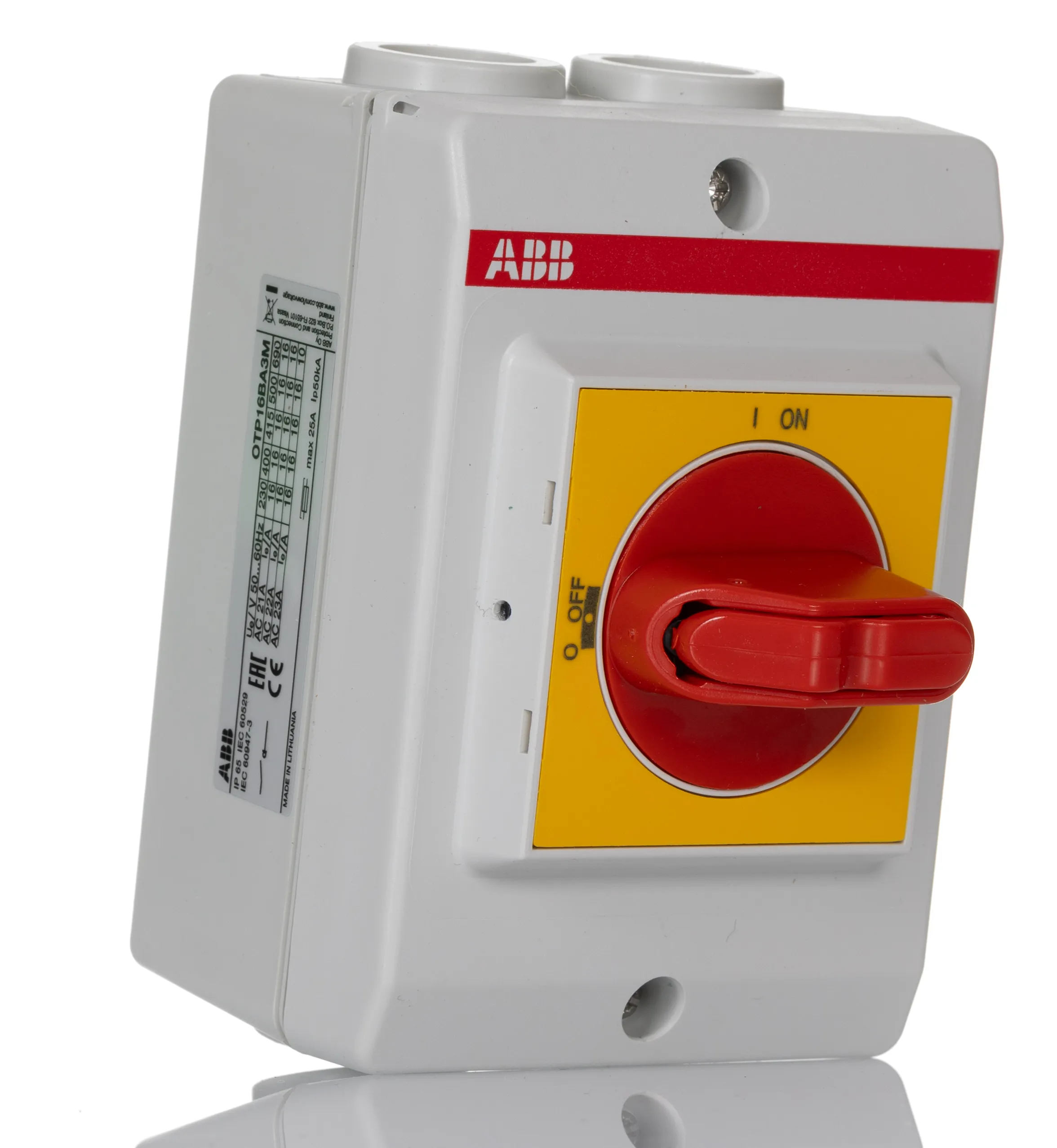 Sezionatore con interruttore ABB 1SCA022401R3350 OTP16BA3M serie OT, 3P, 1NA/1NC, 16A, 690V ca OTP16BA3M, IP65