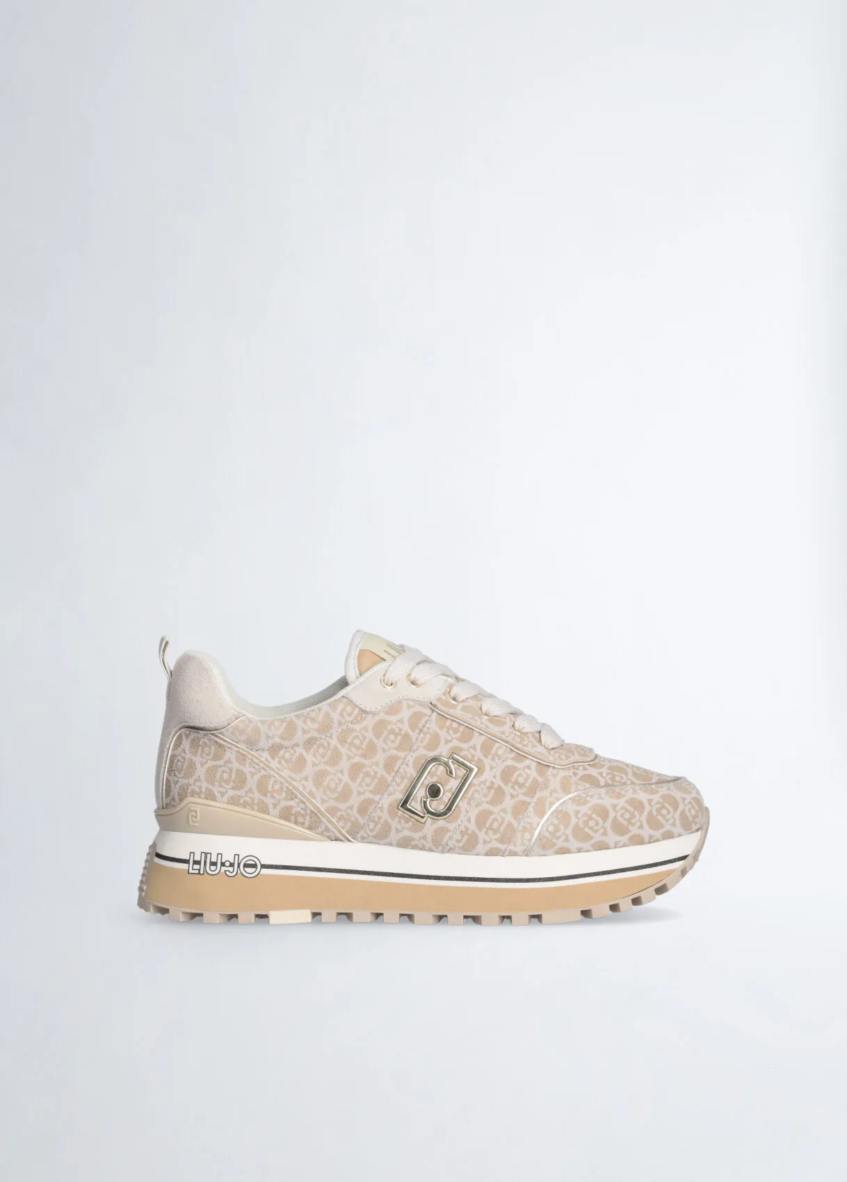 Sneakers platform beige in suede