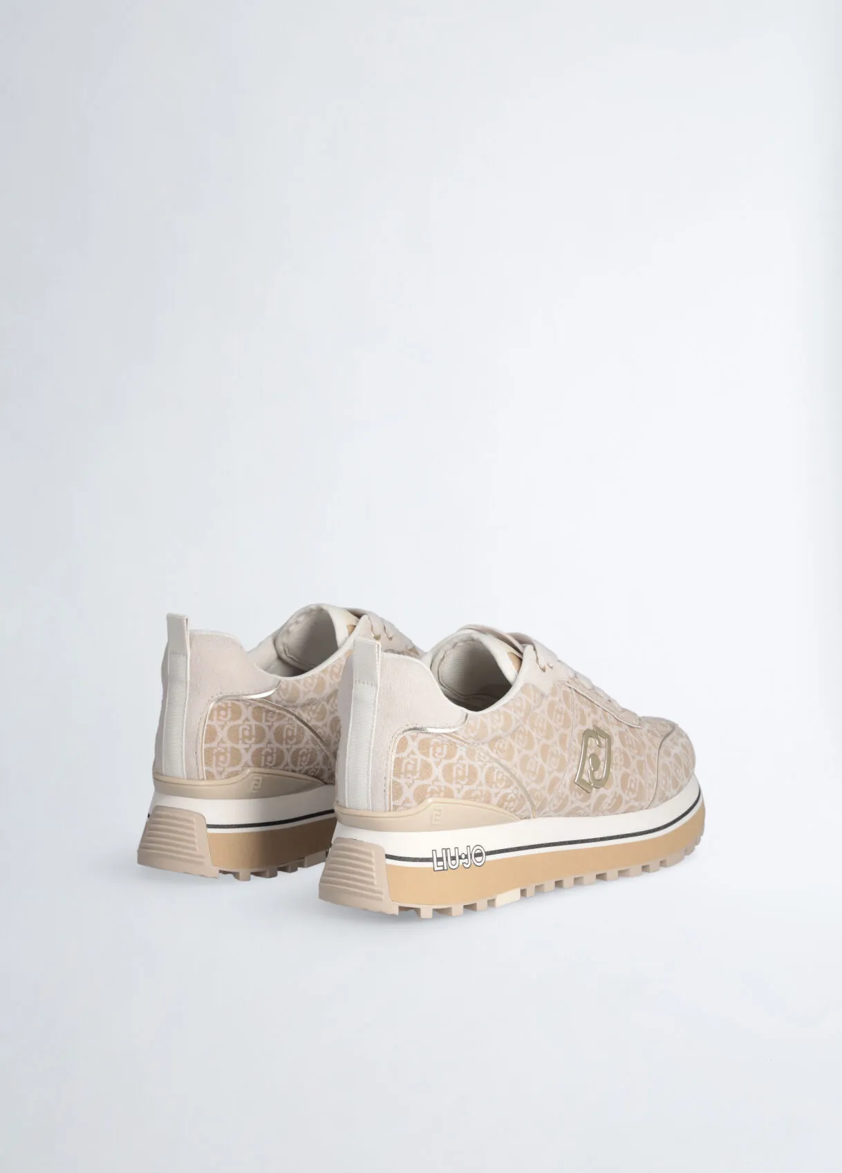 Sneakers platform beige in suede