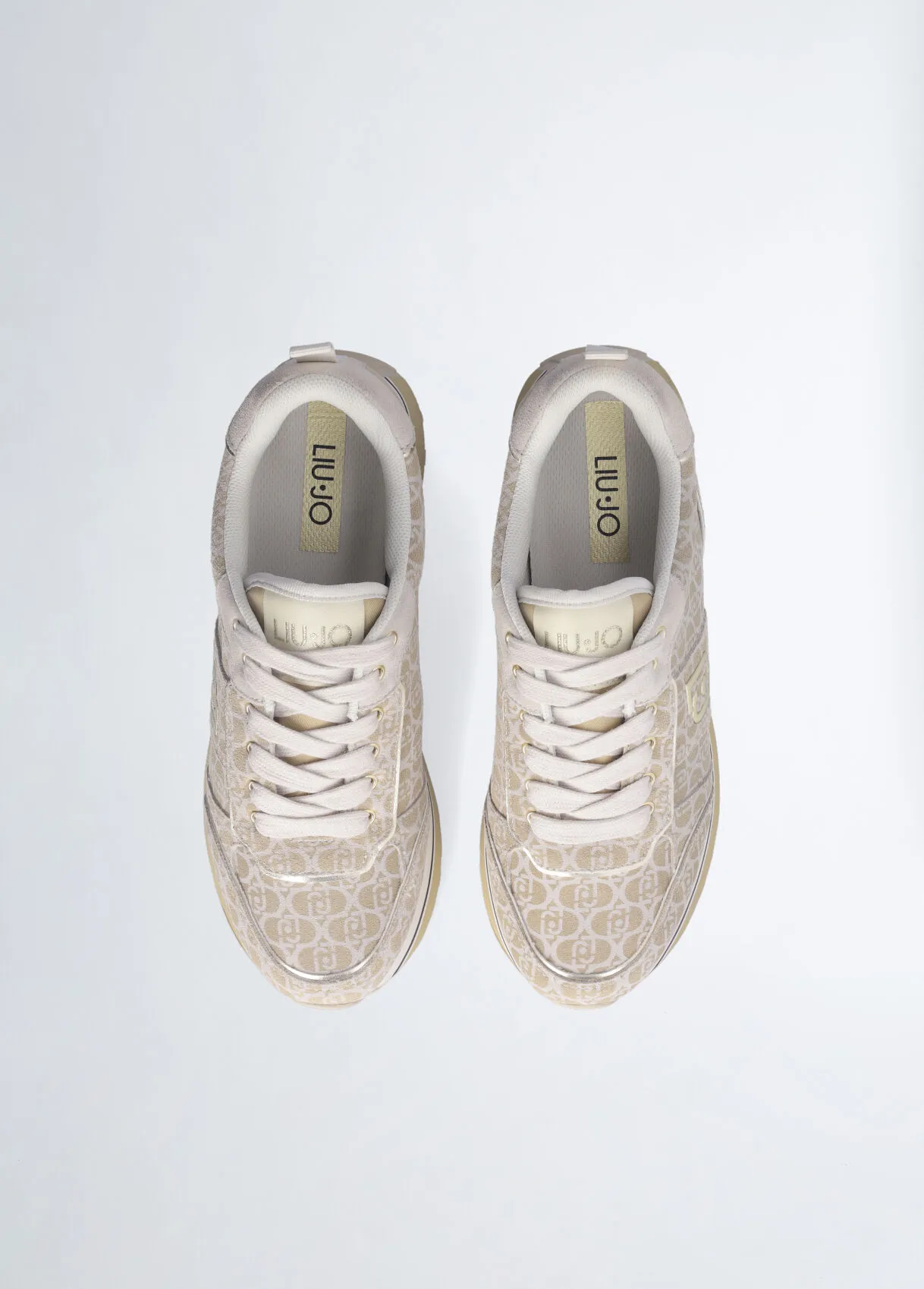 Sneakers platform beige in suede