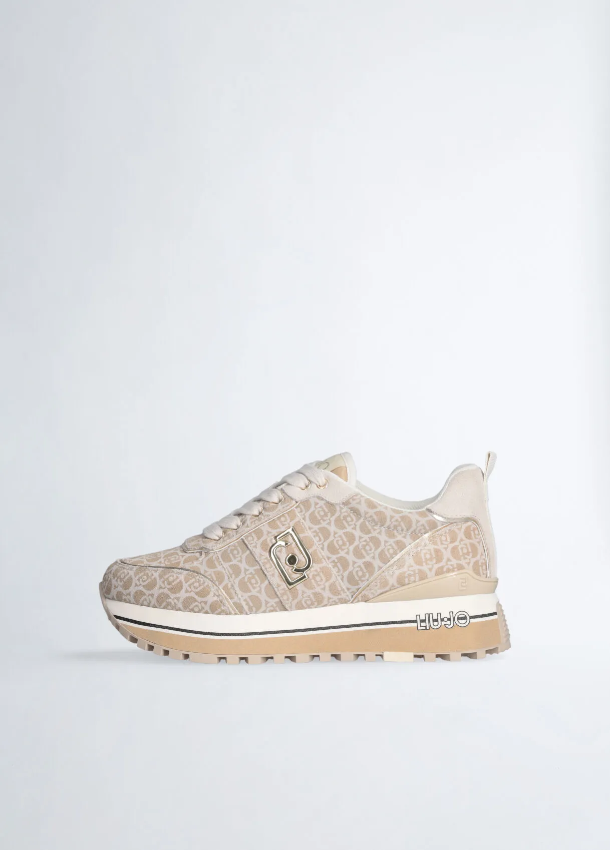 Sneakers platform beige in suede