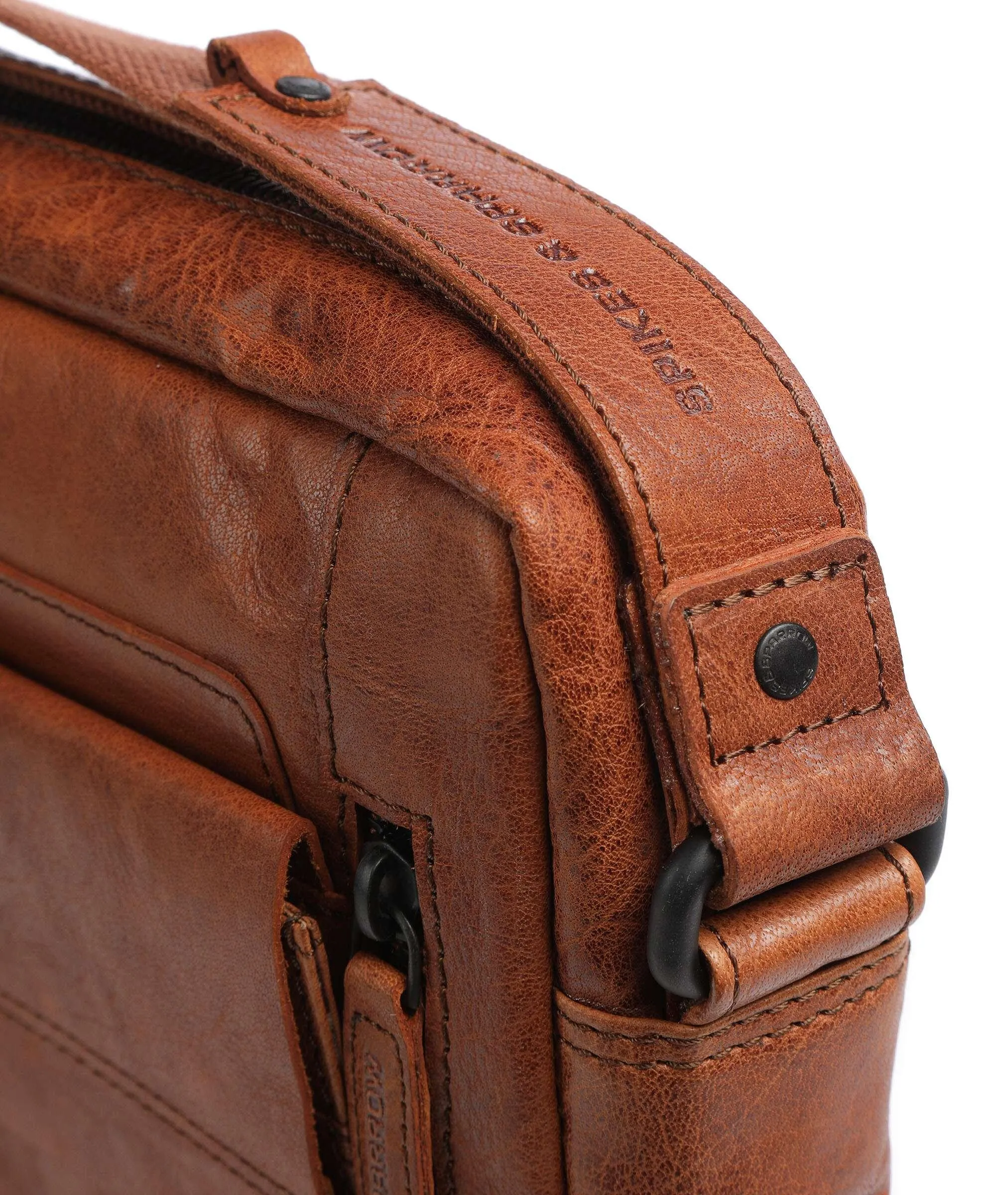  Spikes & Sparrow Bronco Borsa a tracolla 12″ pelle a grana fine marrone  