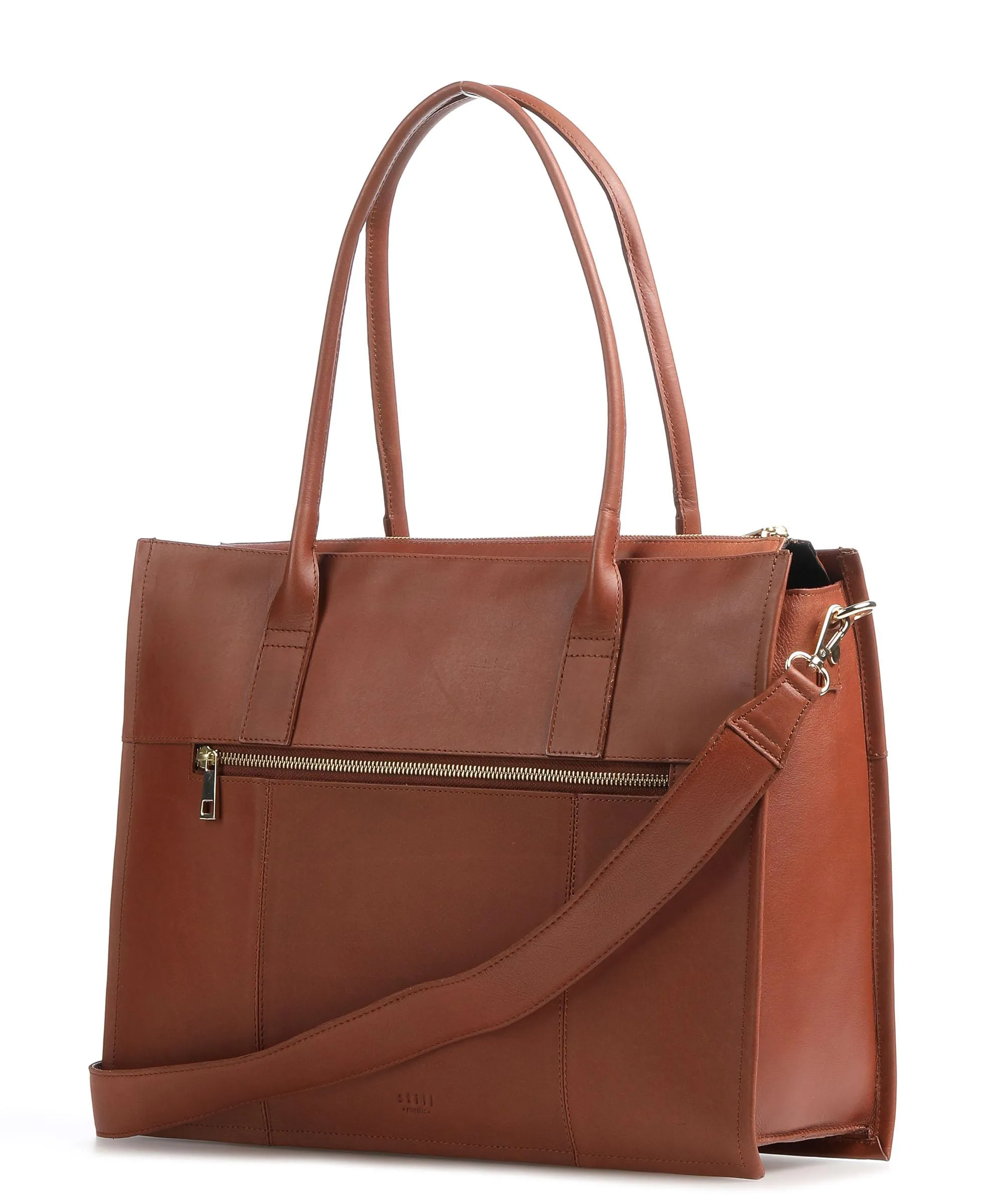  Still Nordic Aggie Aggie Borsa shopper 15″ pelle liscia cognac  