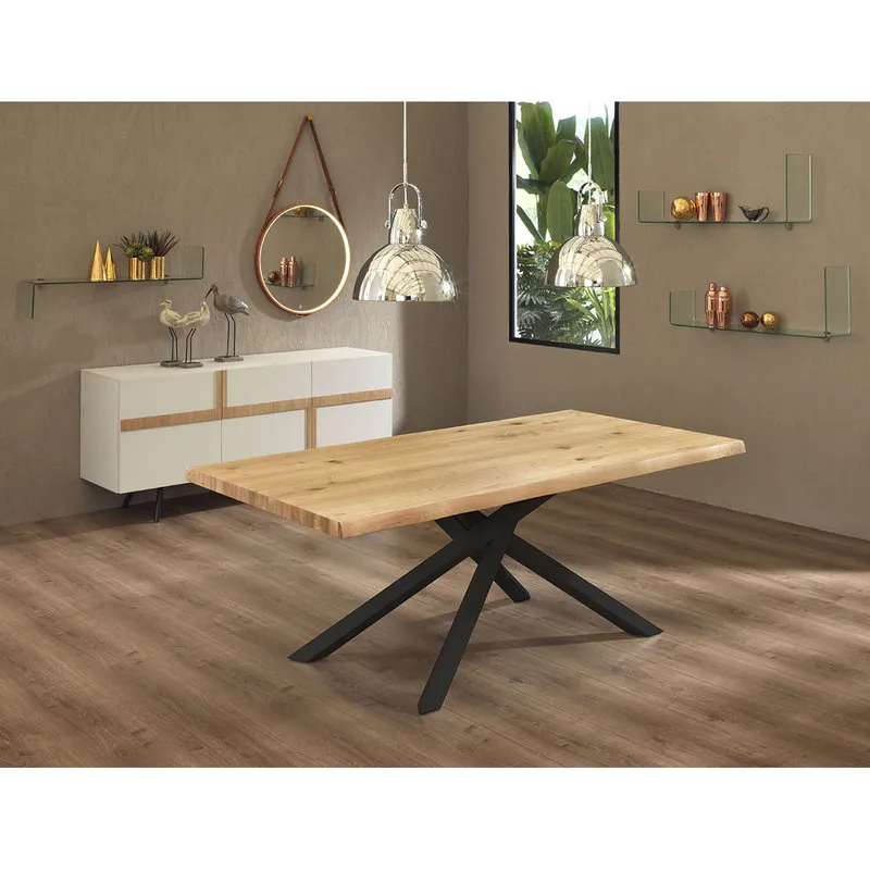 Stones Tavolo Allungabile (200/300 x 100 cm), rovere/nero