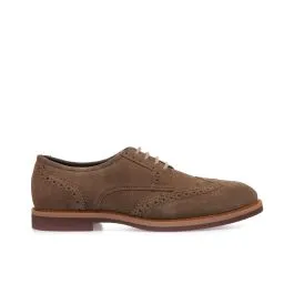 Stringate eleganti beige in suede con lavorazione a coda di rondine