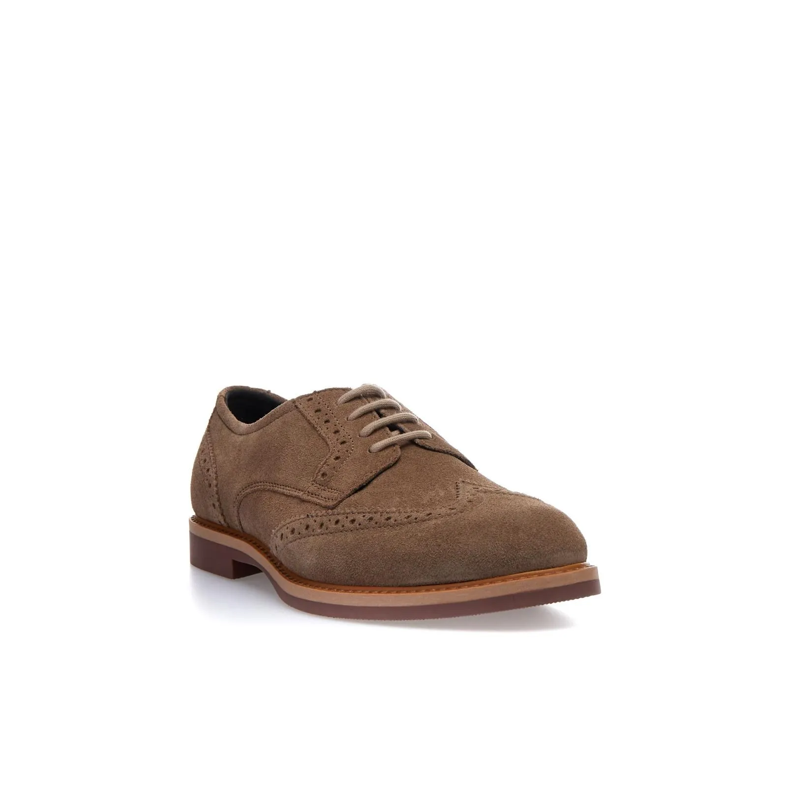 Stringate eleganti beige in suede con lavorazione a coda di rondine