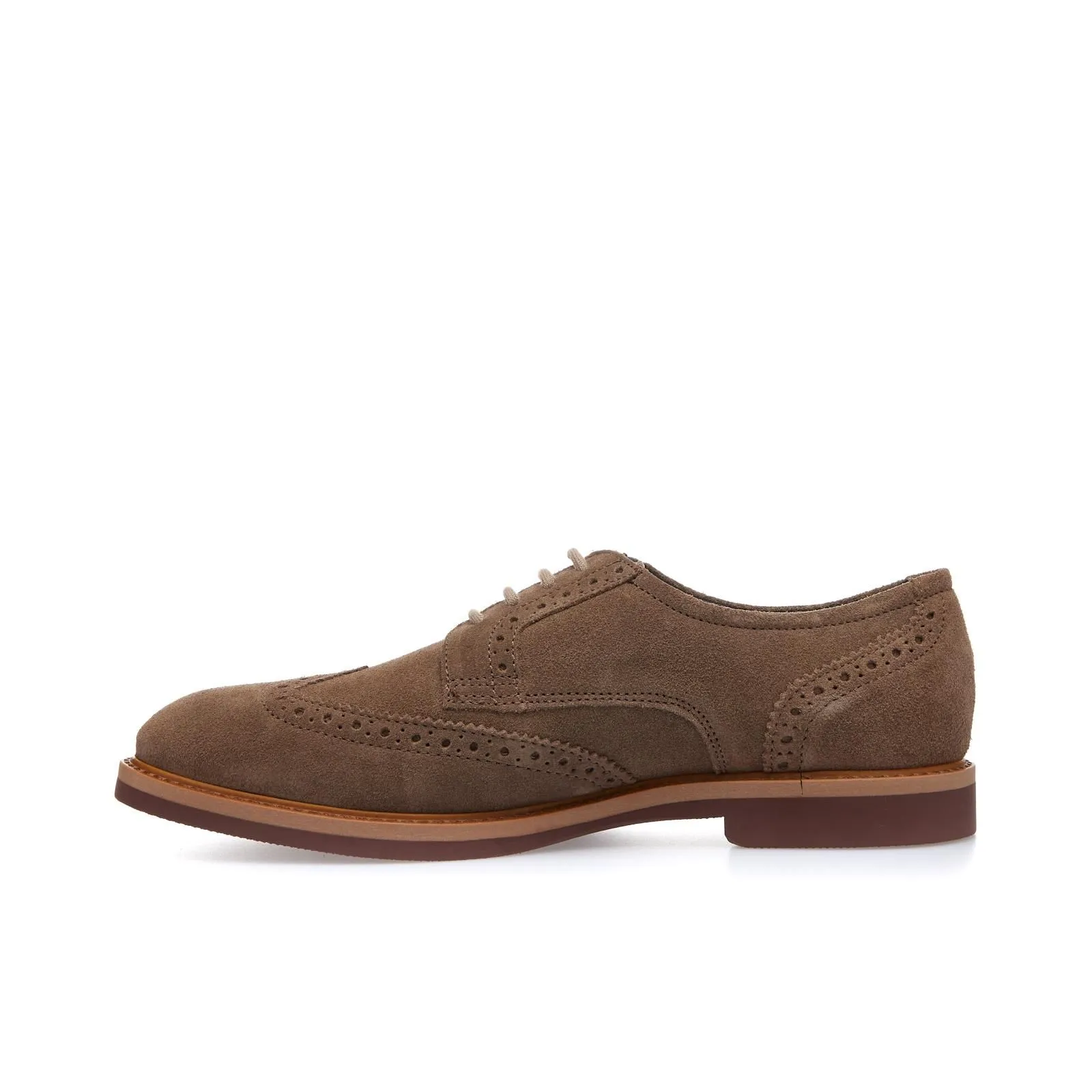 Stringate eleganti beige in suede con lavorazione a coda di rondine