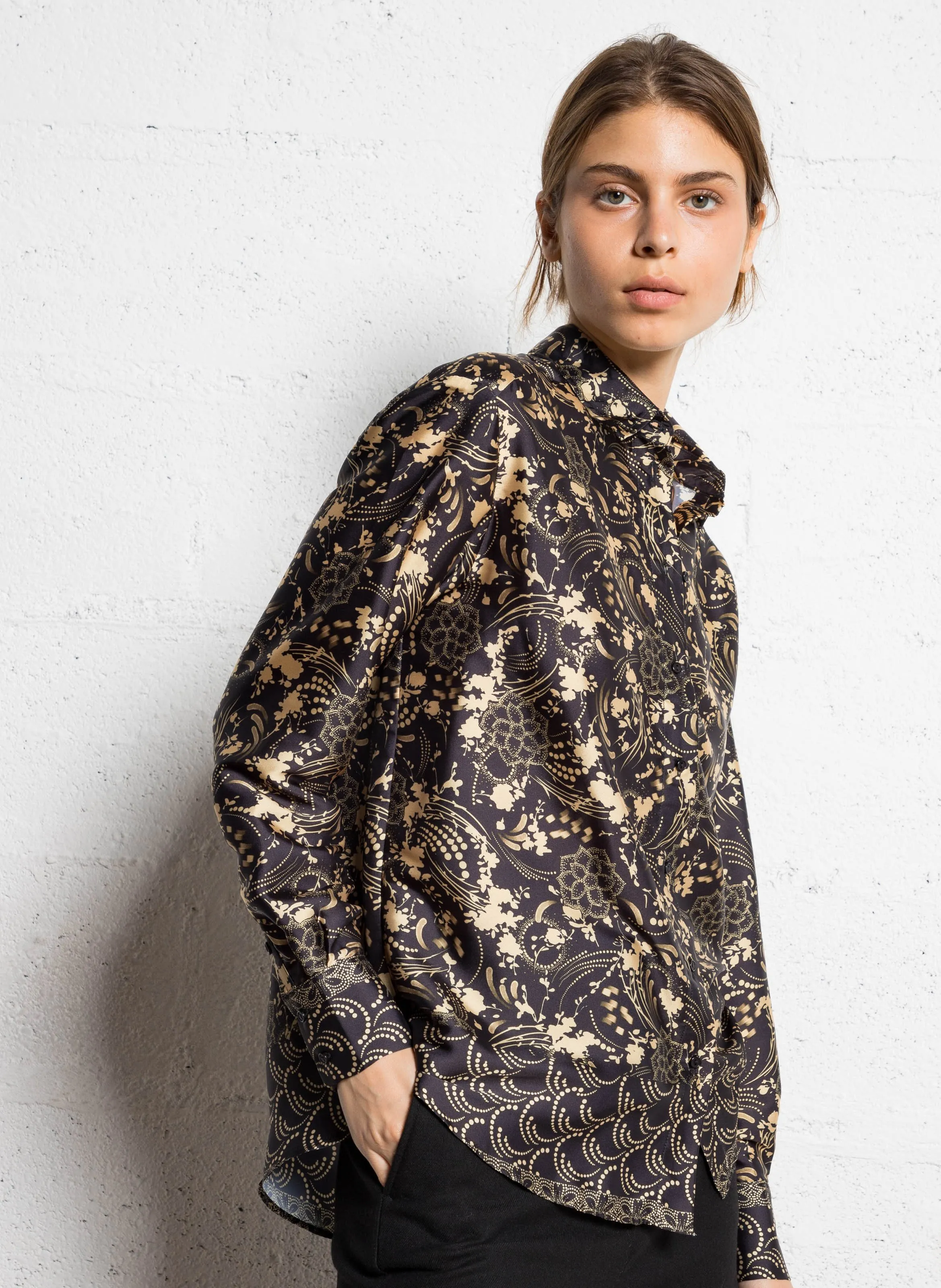  SUD EXPRESS   CACHAN - Camicia stampata satinata | Nero