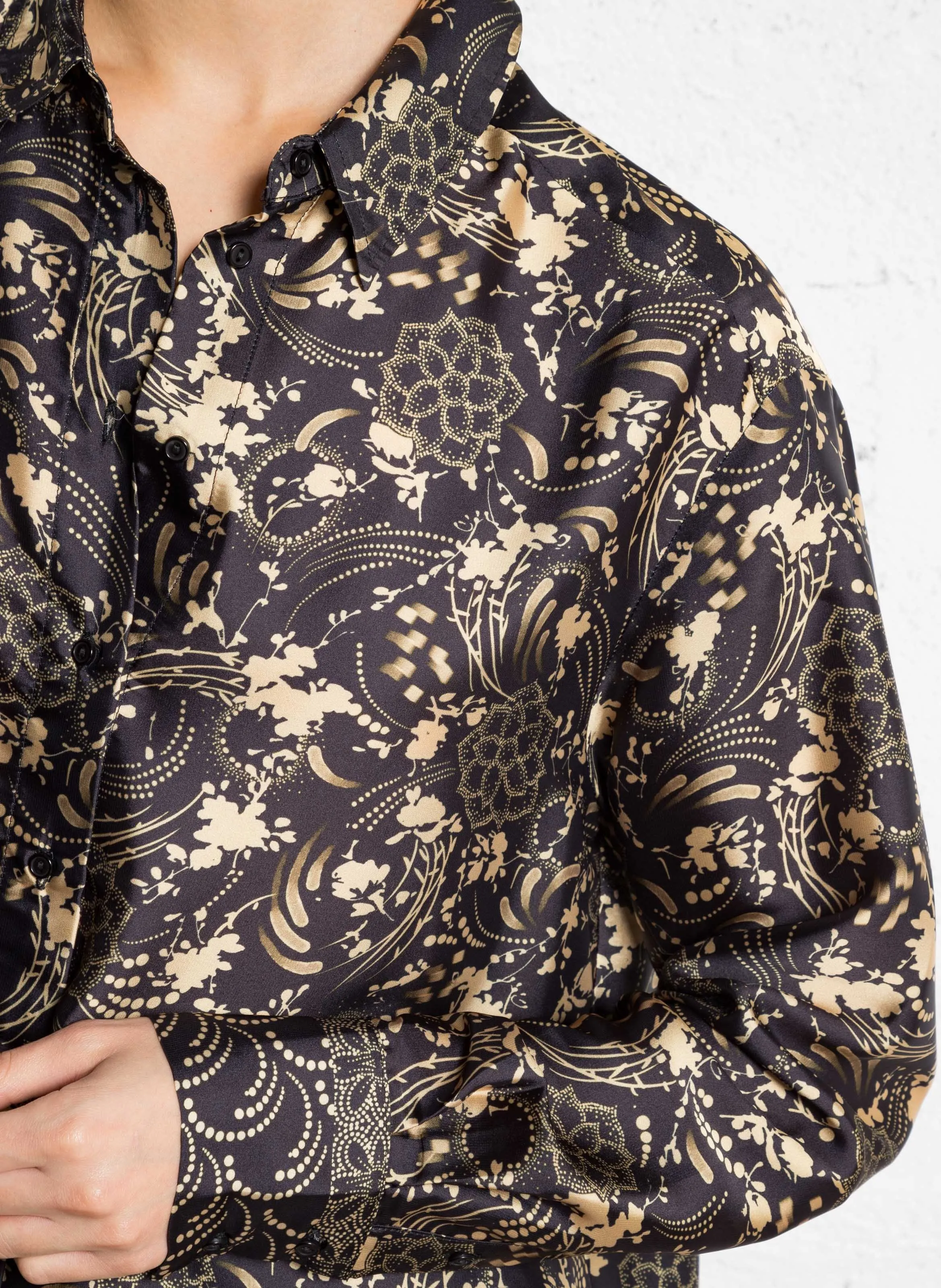  SUD EXPRESS   CACHAN - Camicia stampata satinata | Nero