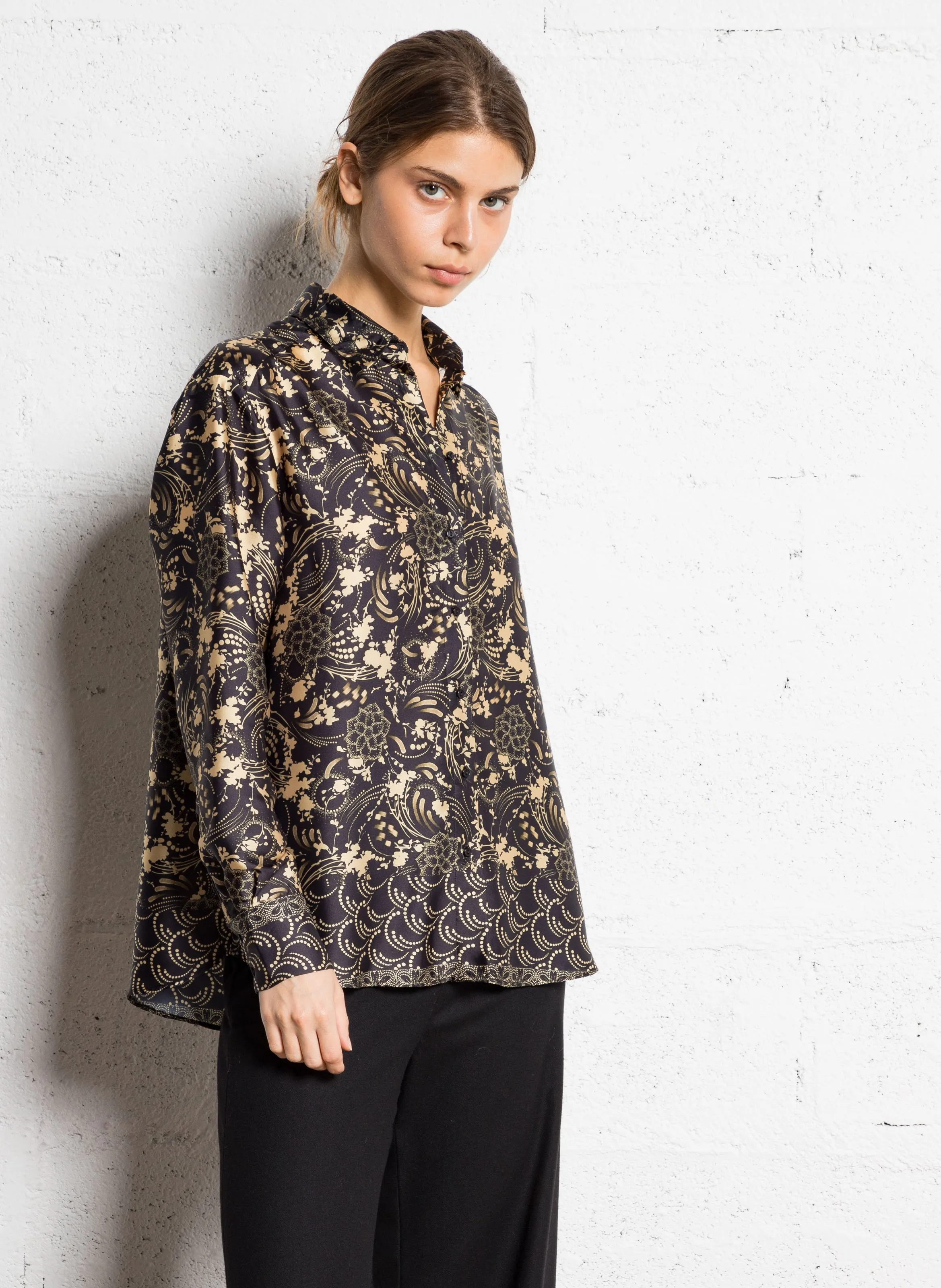  SUD EXPRESS   CACHAN - Camicia stampata satinata | Nero