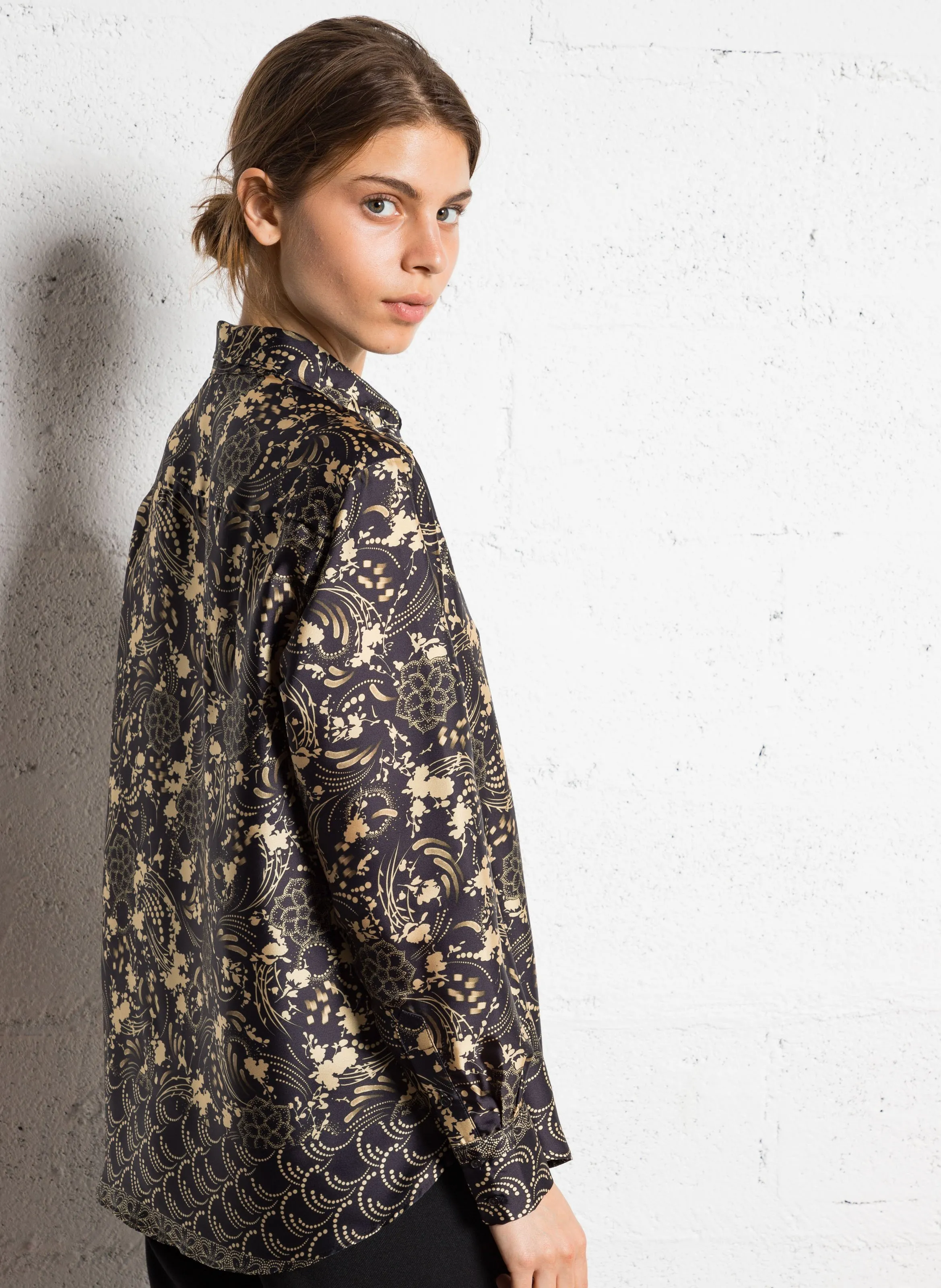  SUD EXPRESS   CACHAN - Camicia stampata satinata | Nero